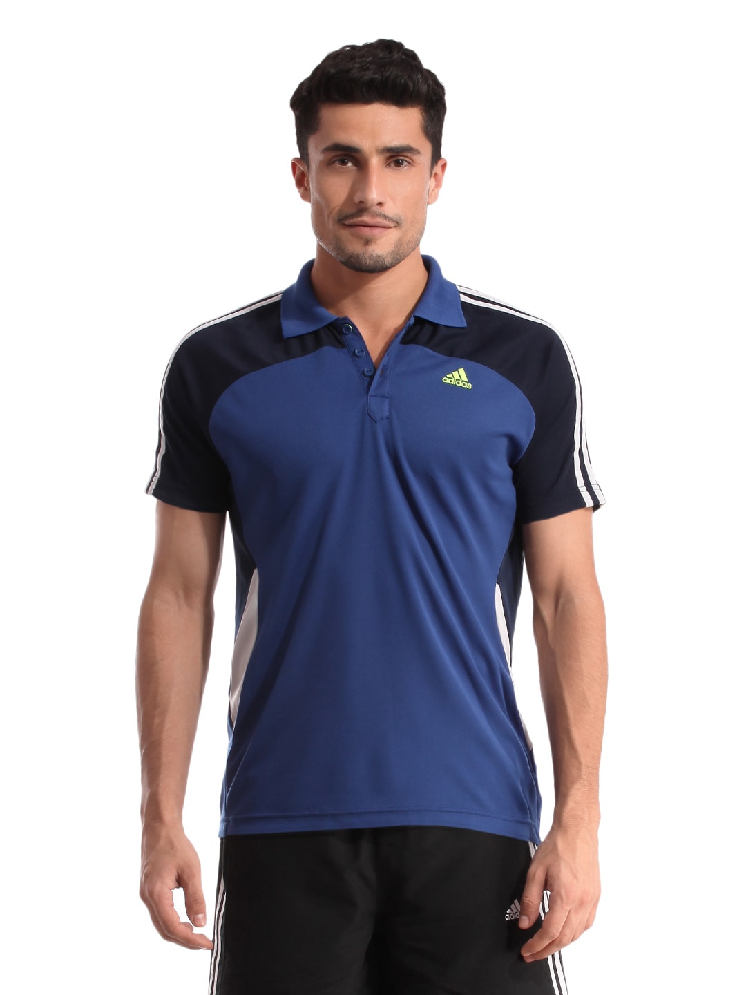 ADIDAS Men Navy Blue Polo T-shirt