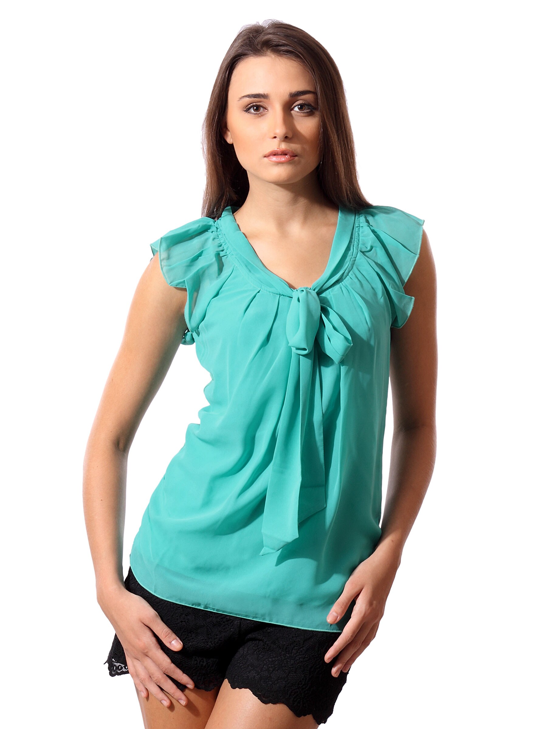 ONLY Women Turquoise Chiffon Top