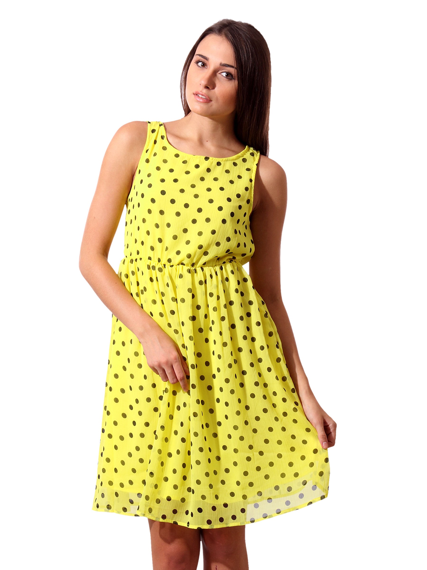 ONLY Women Yellow Dotted Print Dress