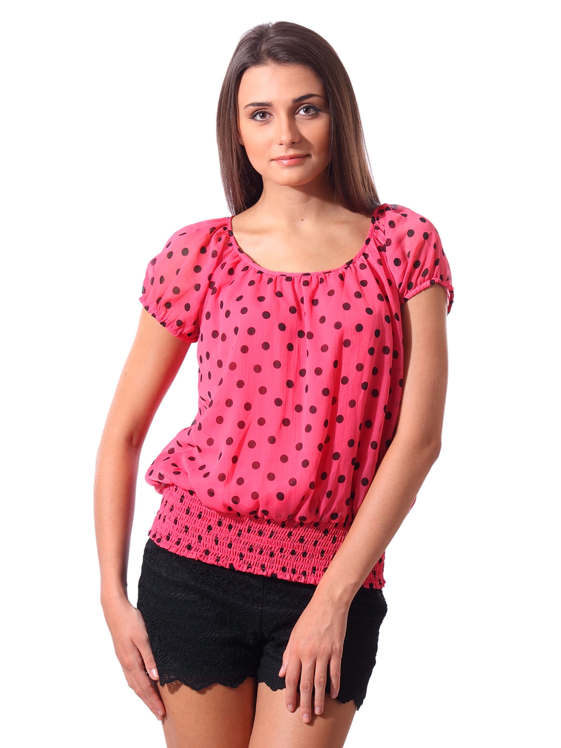 ONLY Women Crepe Printed Pink Top