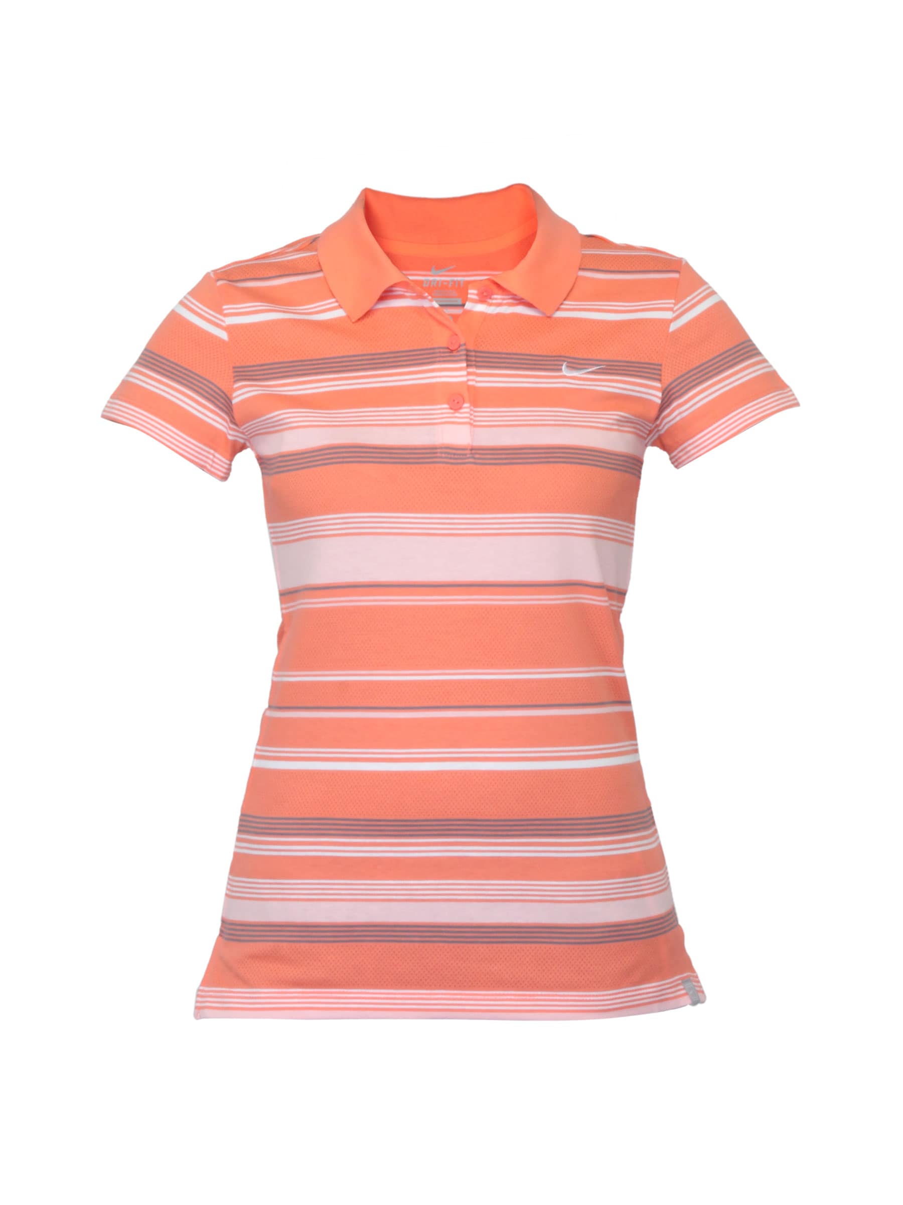 Nike Women Orange Striped Polo T-shirt
