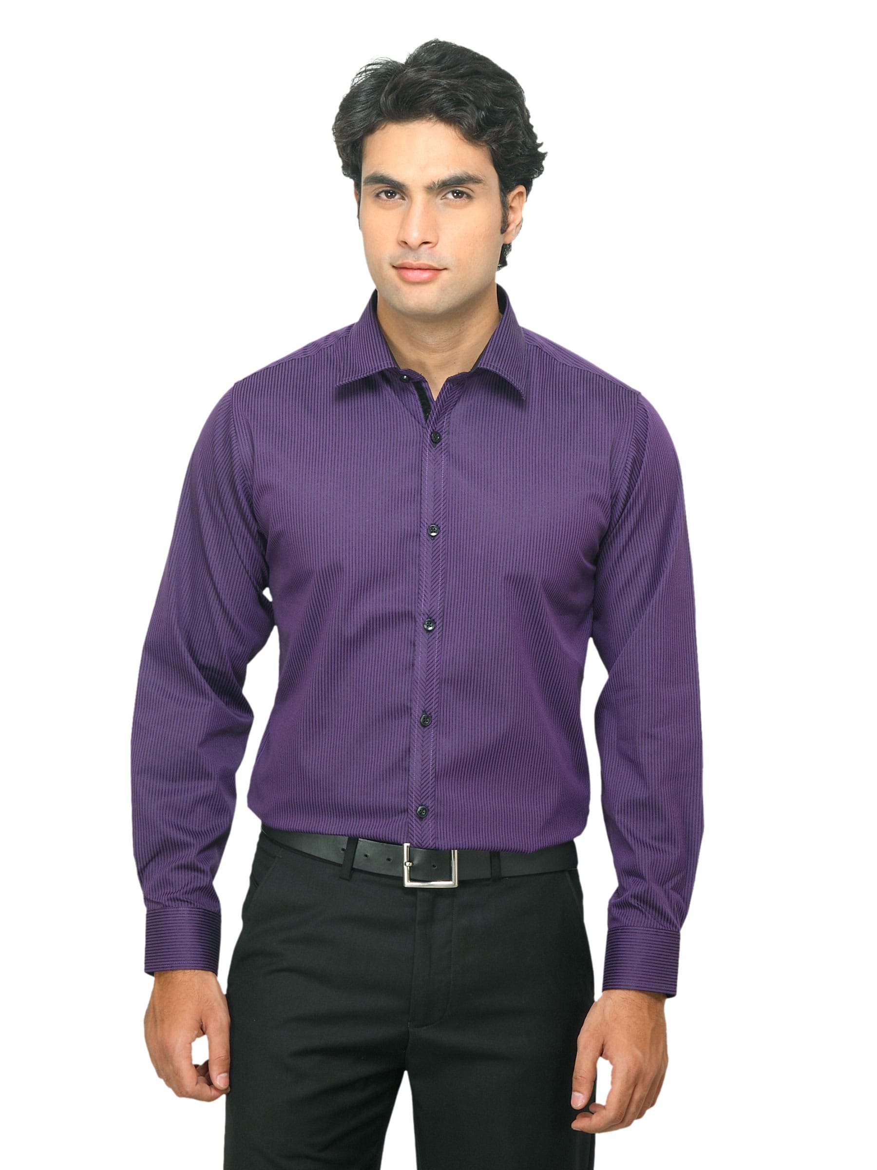 Indigo Nation Men Striped Purple Shirt