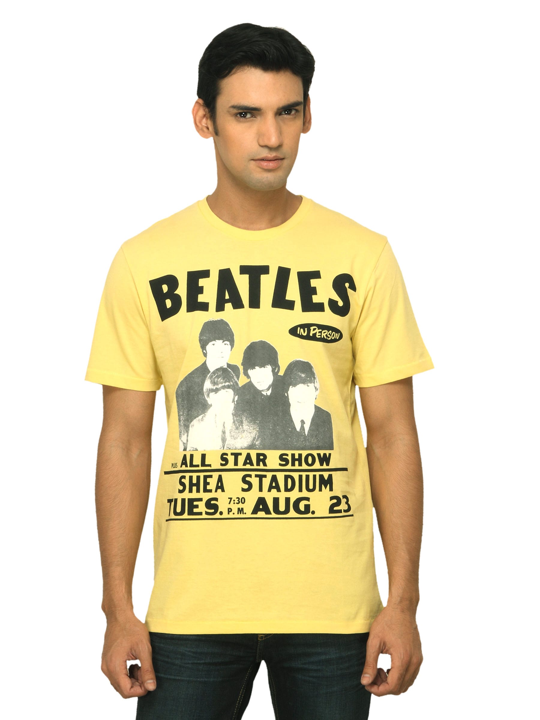 Music Men Printed Yellow T-shirt