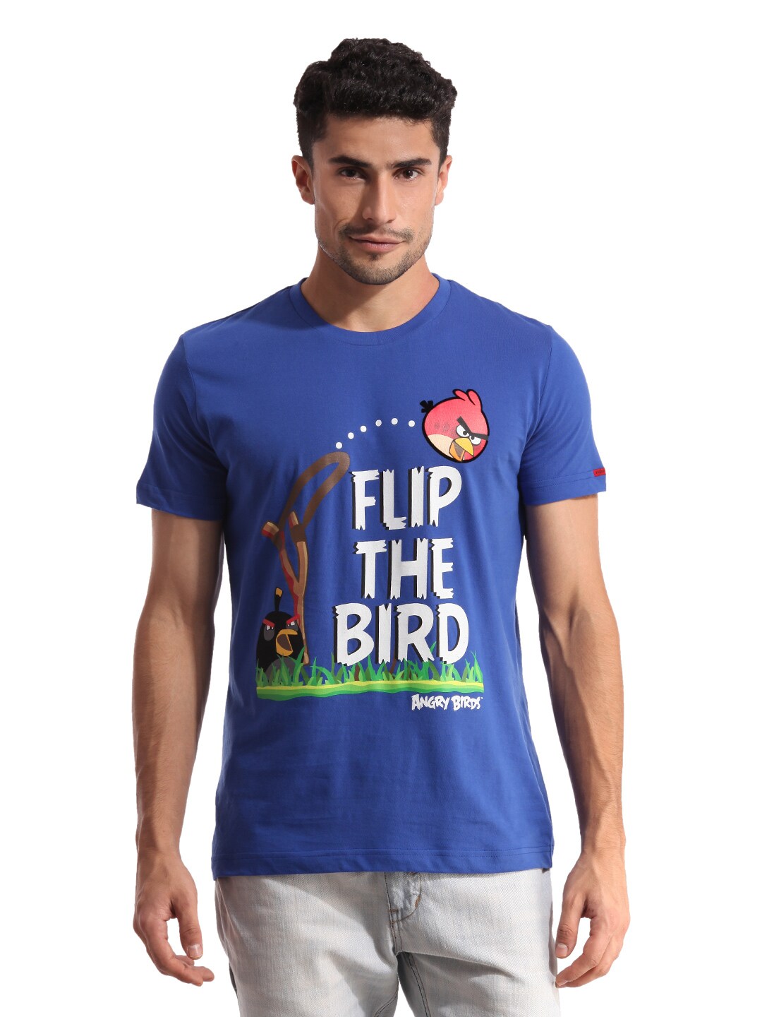 Angry Birds Men Printed Blue T-shirt