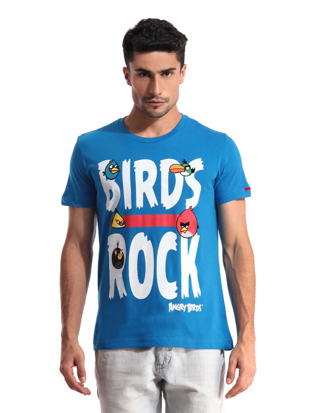 Angry Birds Men Printed Blue T-shirt