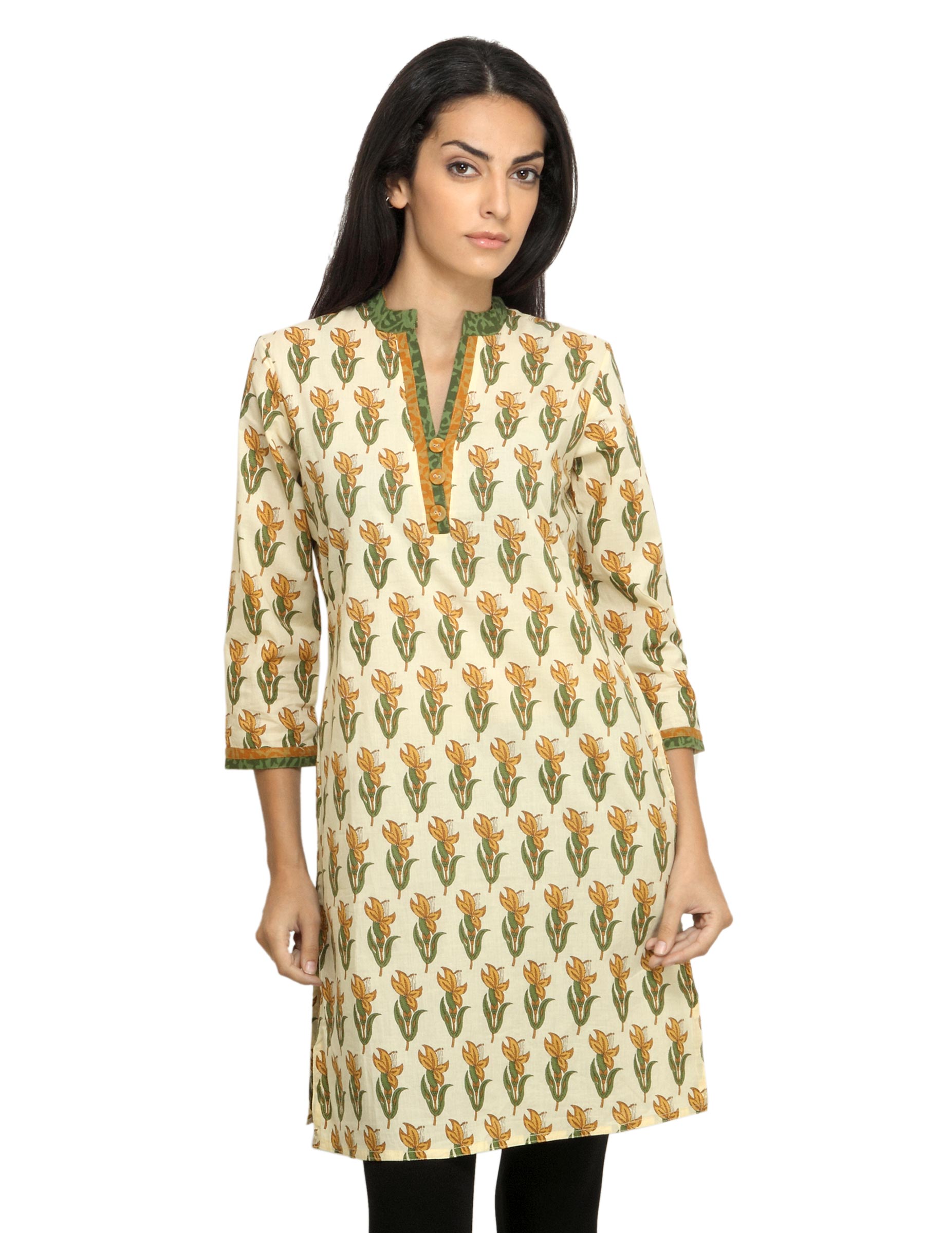 Mother Earth Women Printed Yellow Kurta