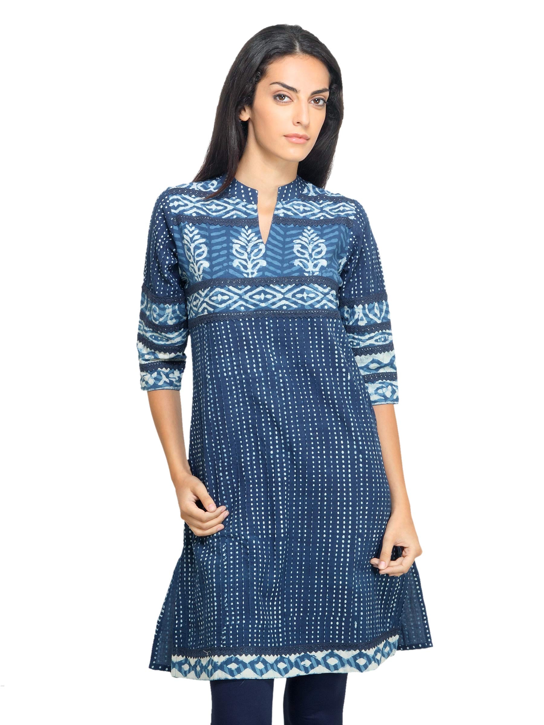 Mother Earth Women Printed Blue Kurta