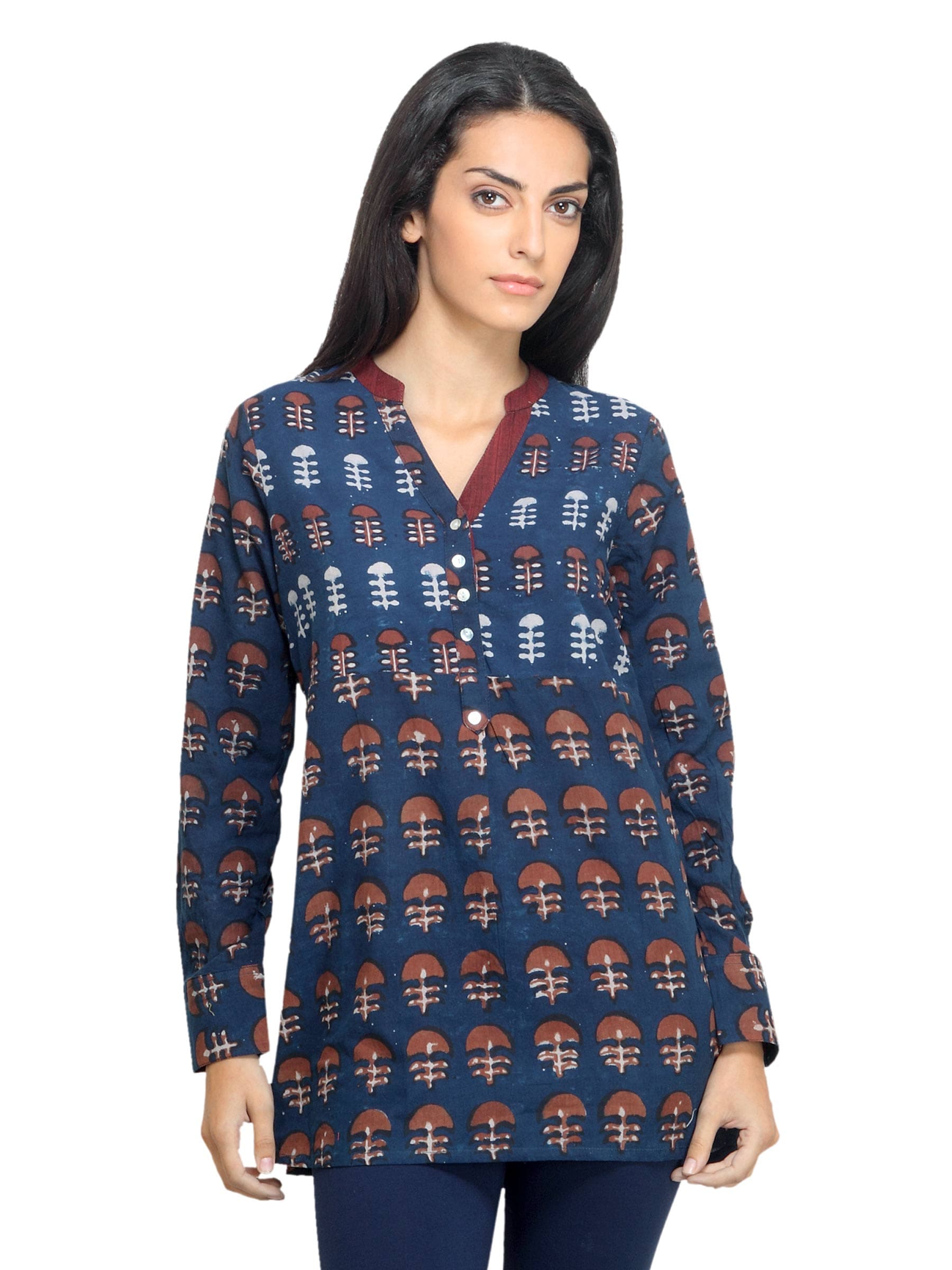 Mother Earth Women Printed Blue Kurta