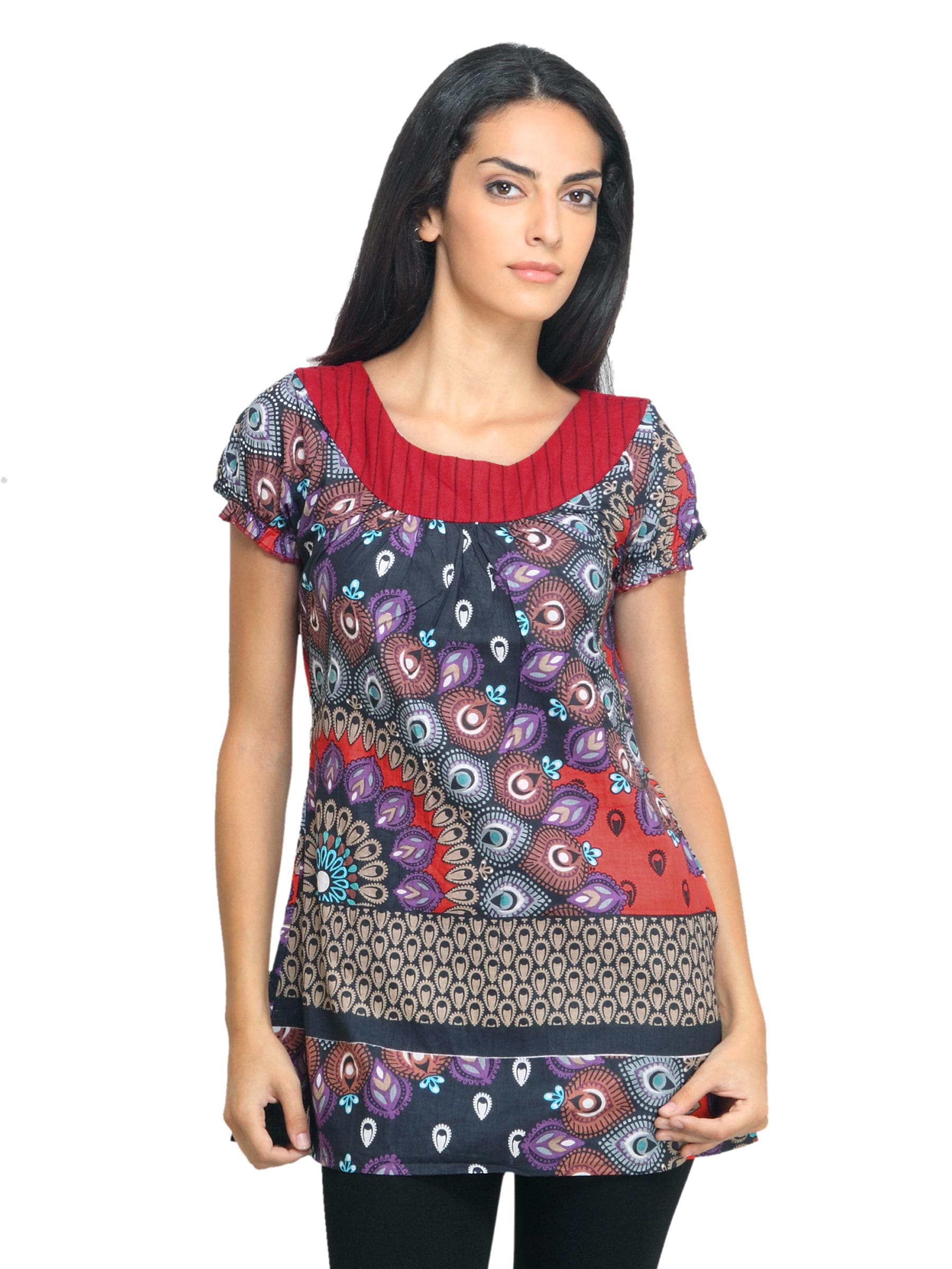 Mother Earth Women Printed Black Kurta