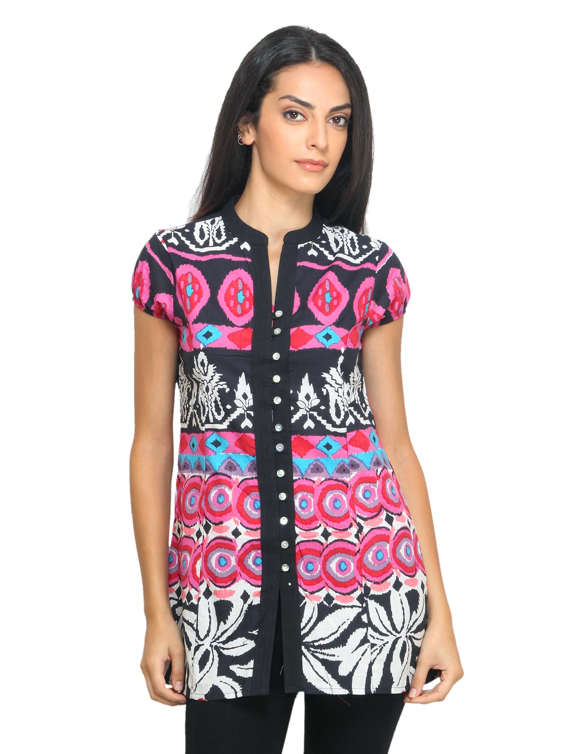 Mother Earth Women Printed Black Kurta