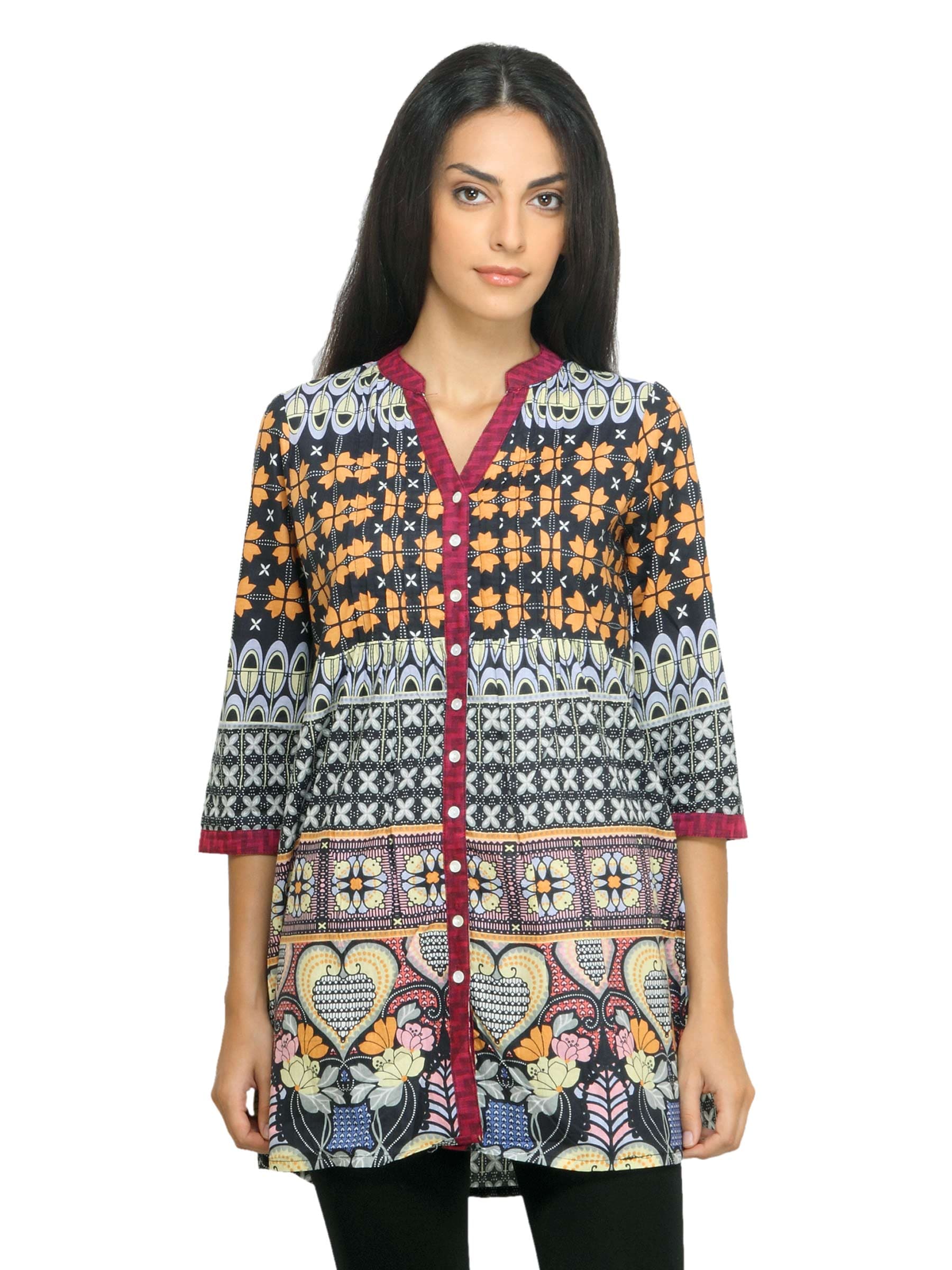 Mother Earth Women Printed Black Kurta