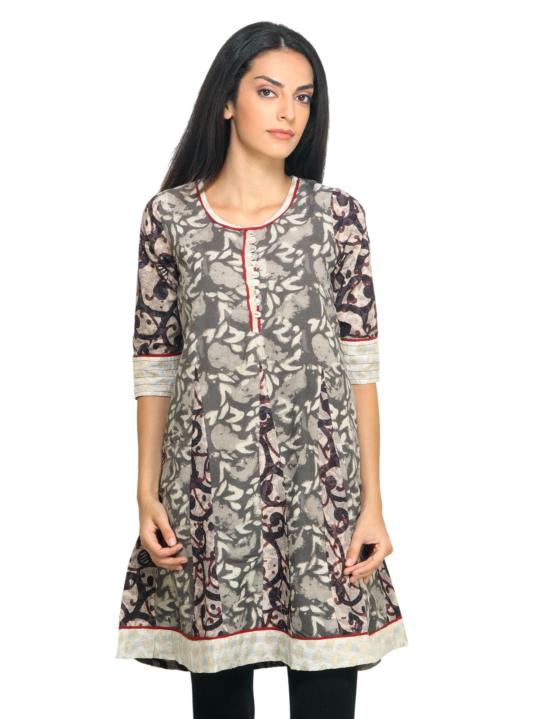 Mother Earth Women Printed Grey Kurta