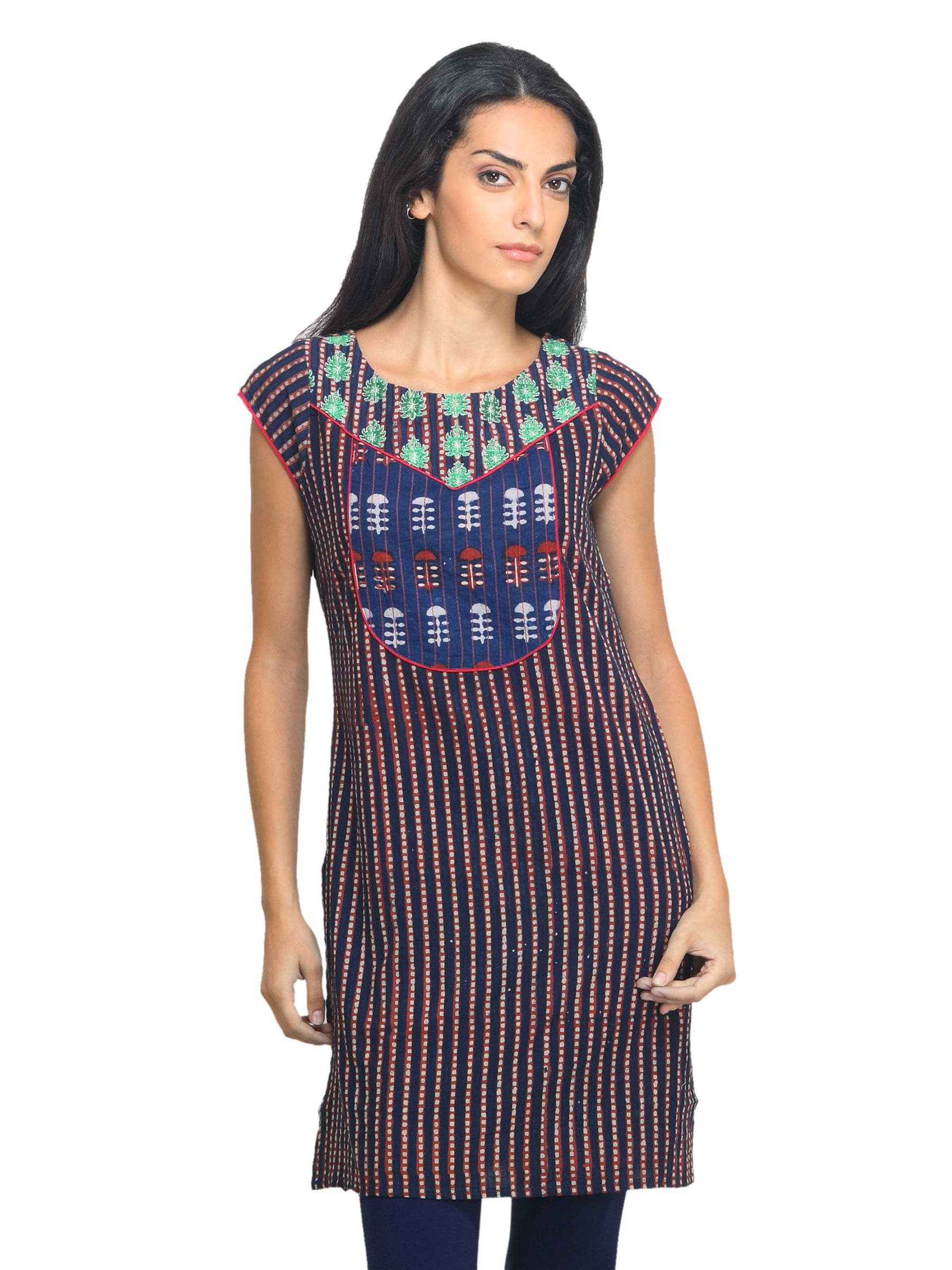 Mother Earth Women Printed Blue Kurta