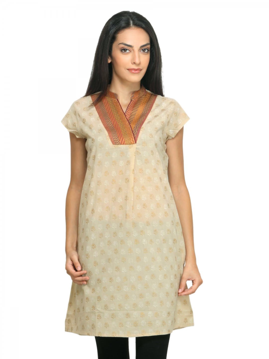 Mother Earth Women Printed Beige Kurta