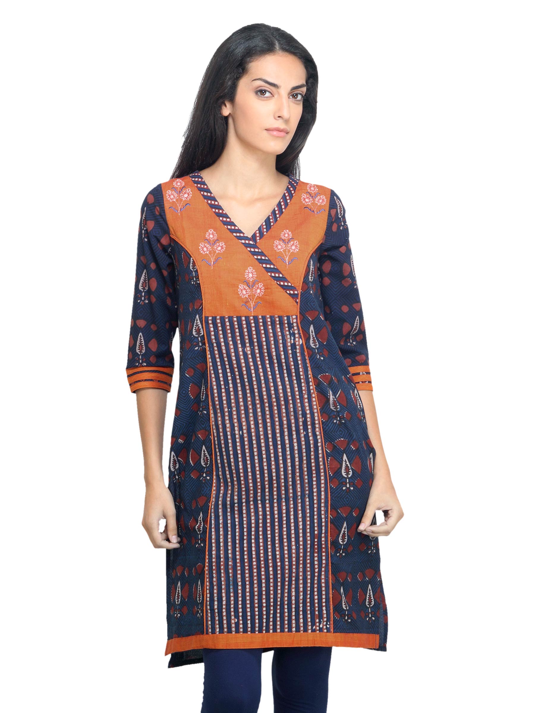 Mother Earth Women Printed Blue Kurta