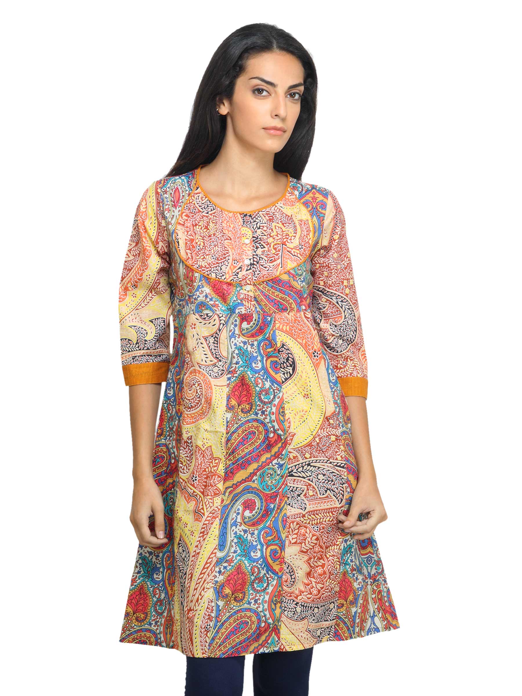 Mother Earth Women Printed Multi Coloured Kurta