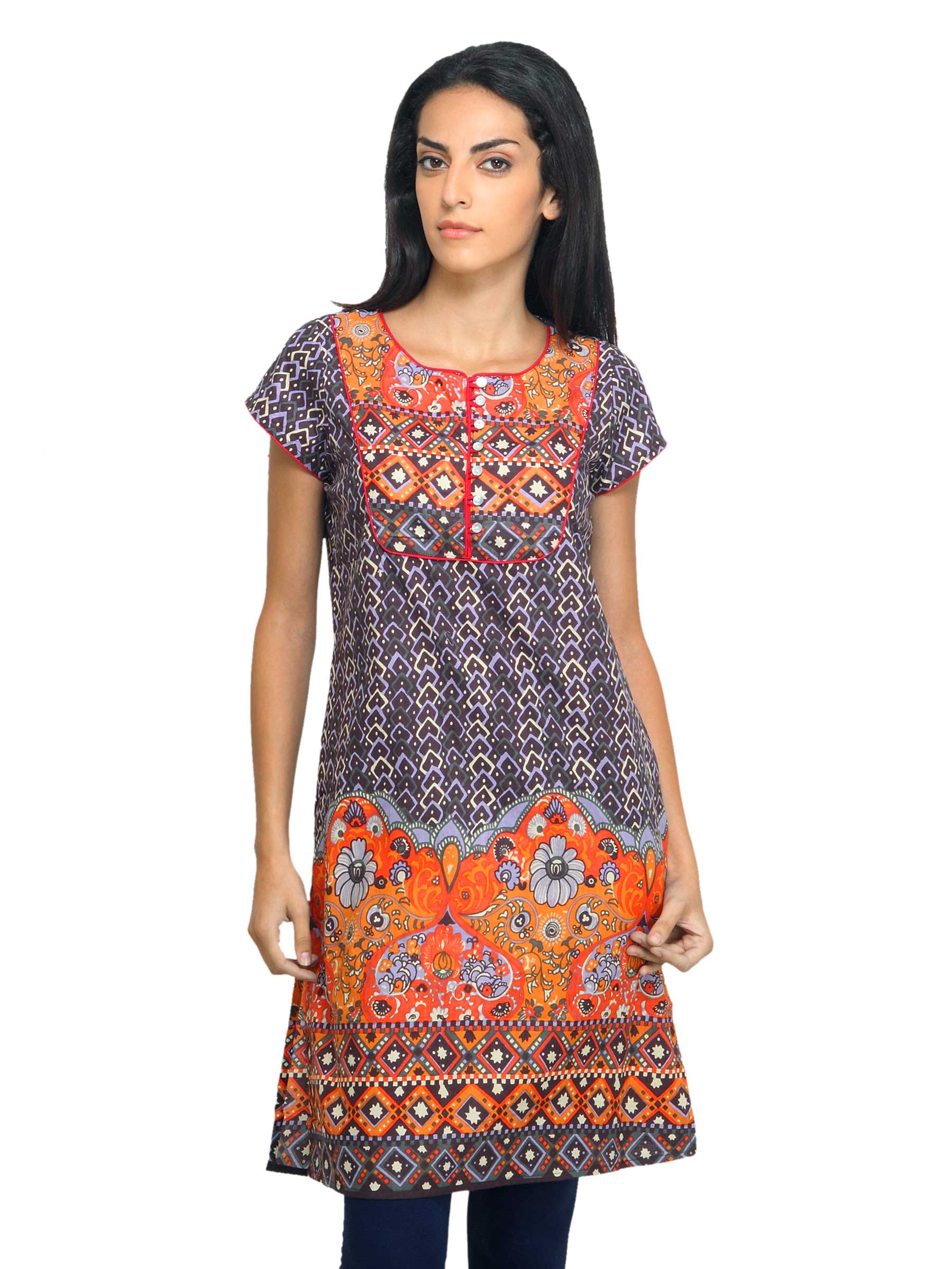 Mother Earth Women Printed Brown Kurta