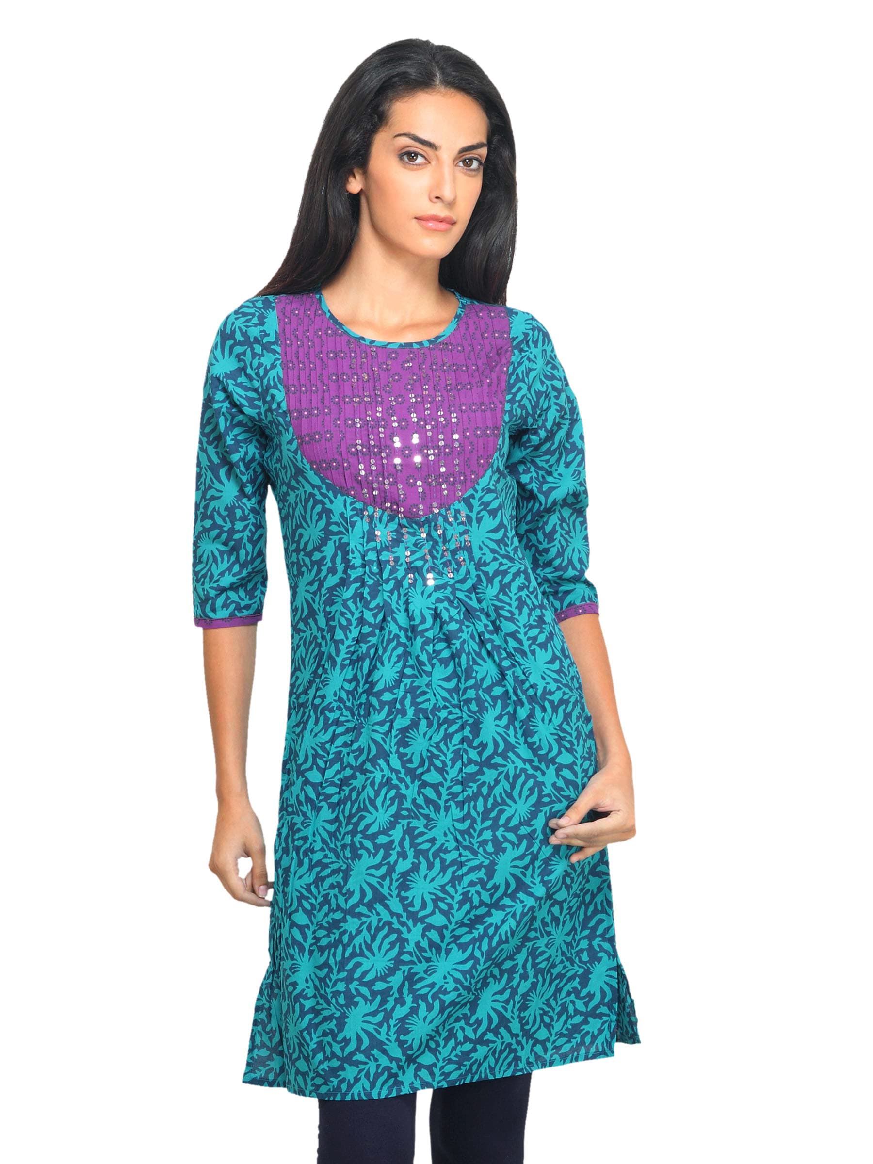 Mother Earth Women Printed Blue Kurta