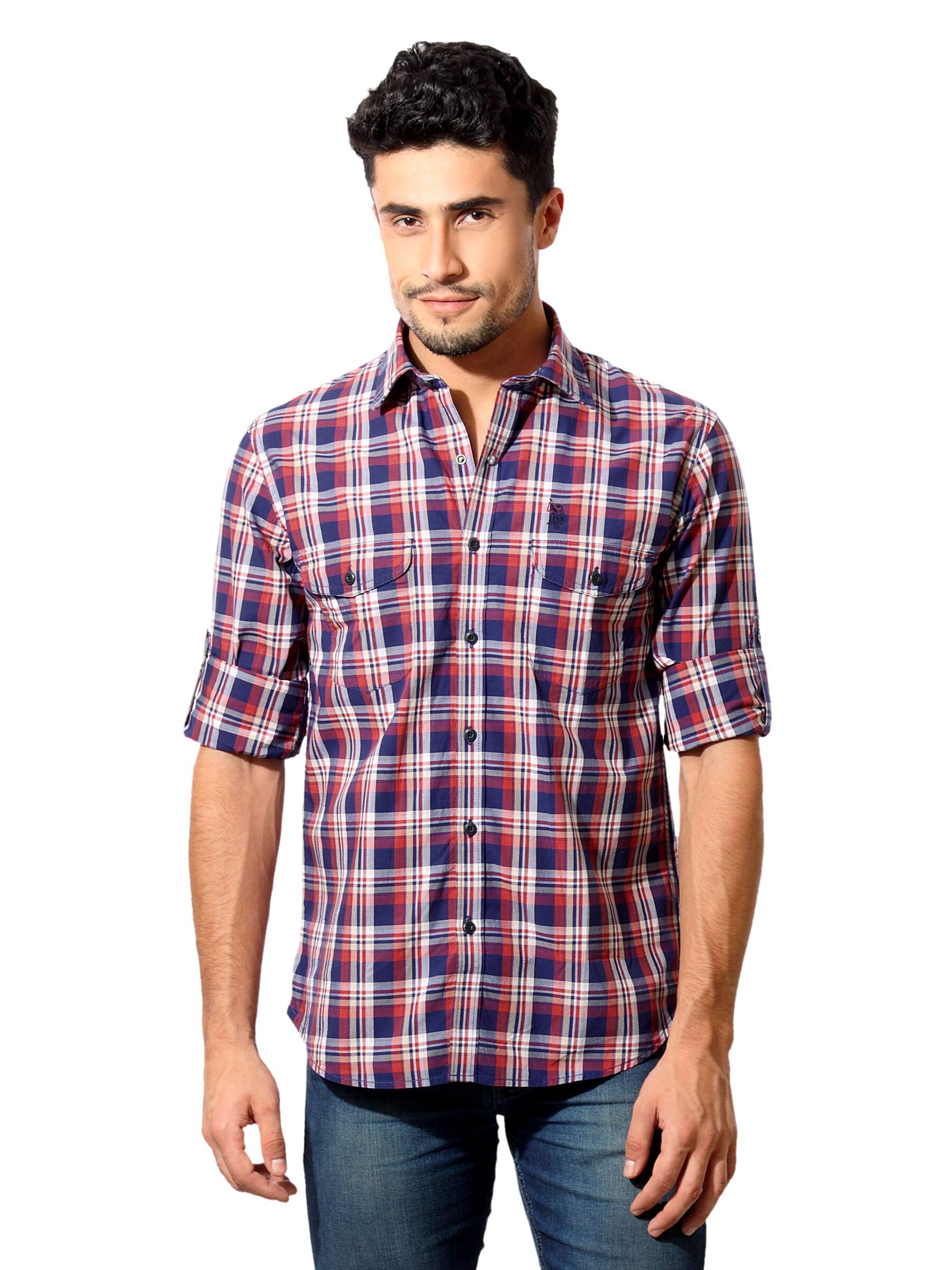 U.S. Polo Assn. Denim Co. Men Blue & Red Check Shirt