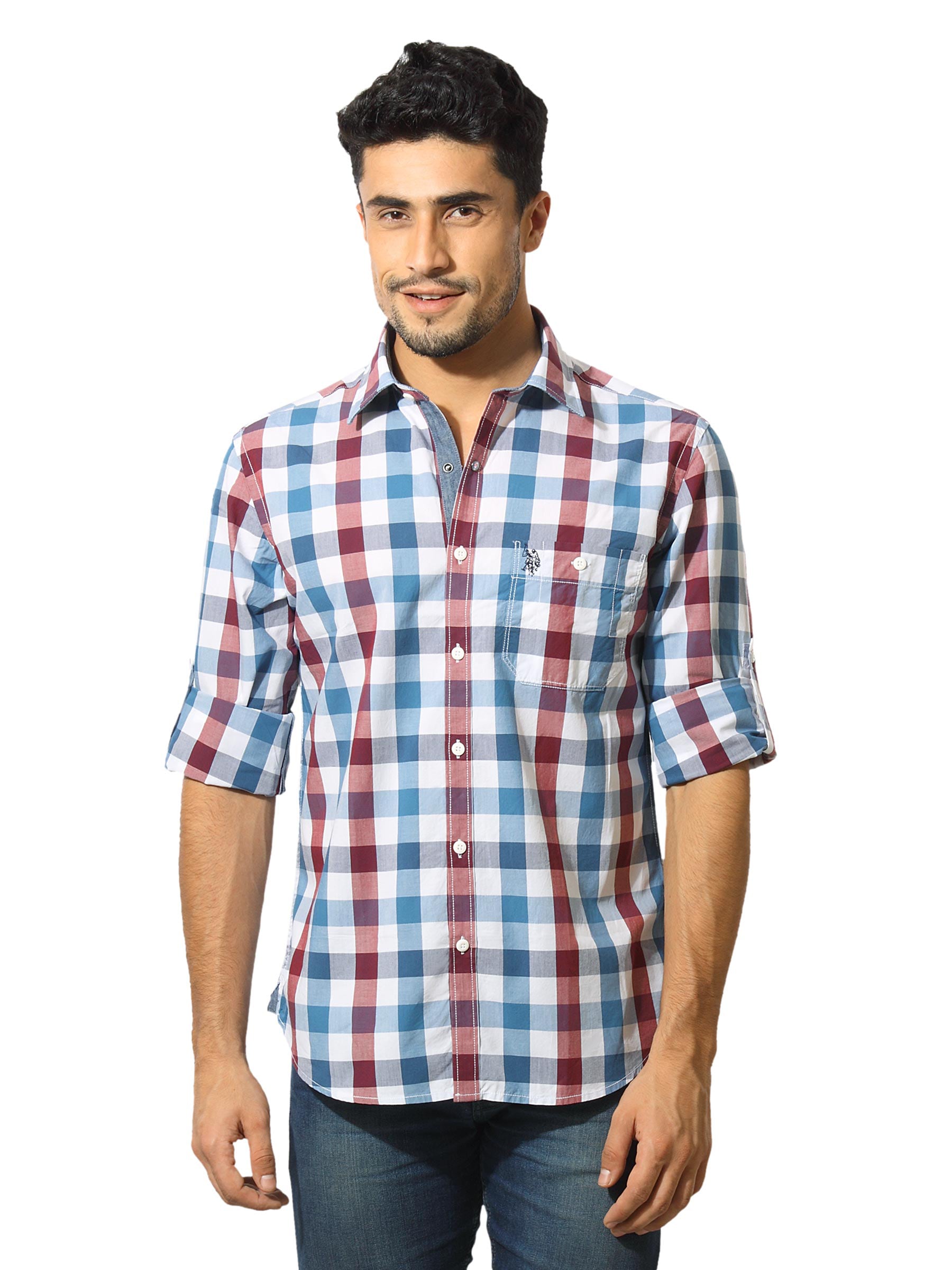 U.S. Polo Assn. Denim Co. Men Check Blue Shirt