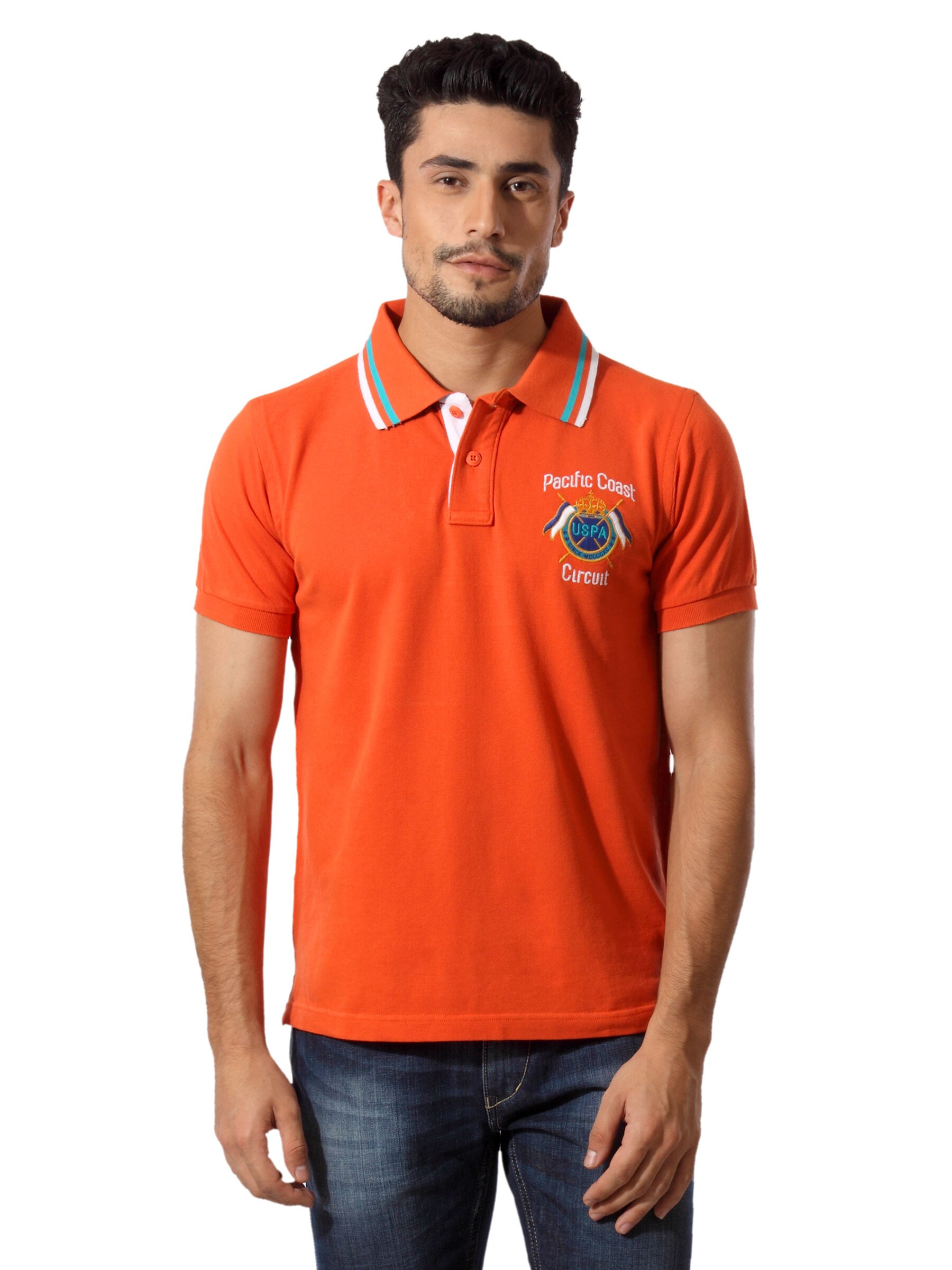 U.S.Polo Assn. Men Orange Polo T-shirt