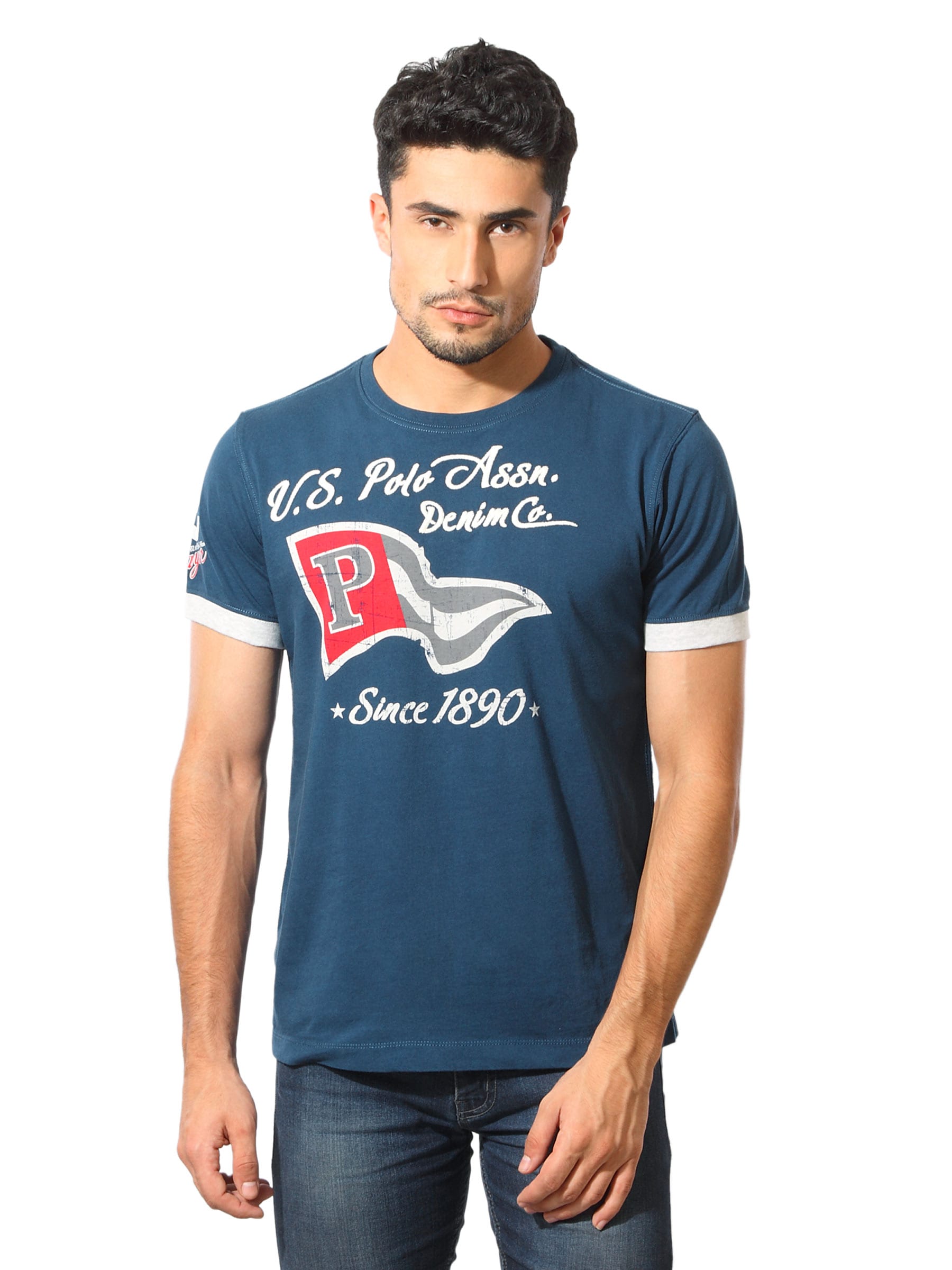 U.S. Polo Assn. Denim Co. Men Printed Navy Blue T-Shirt
