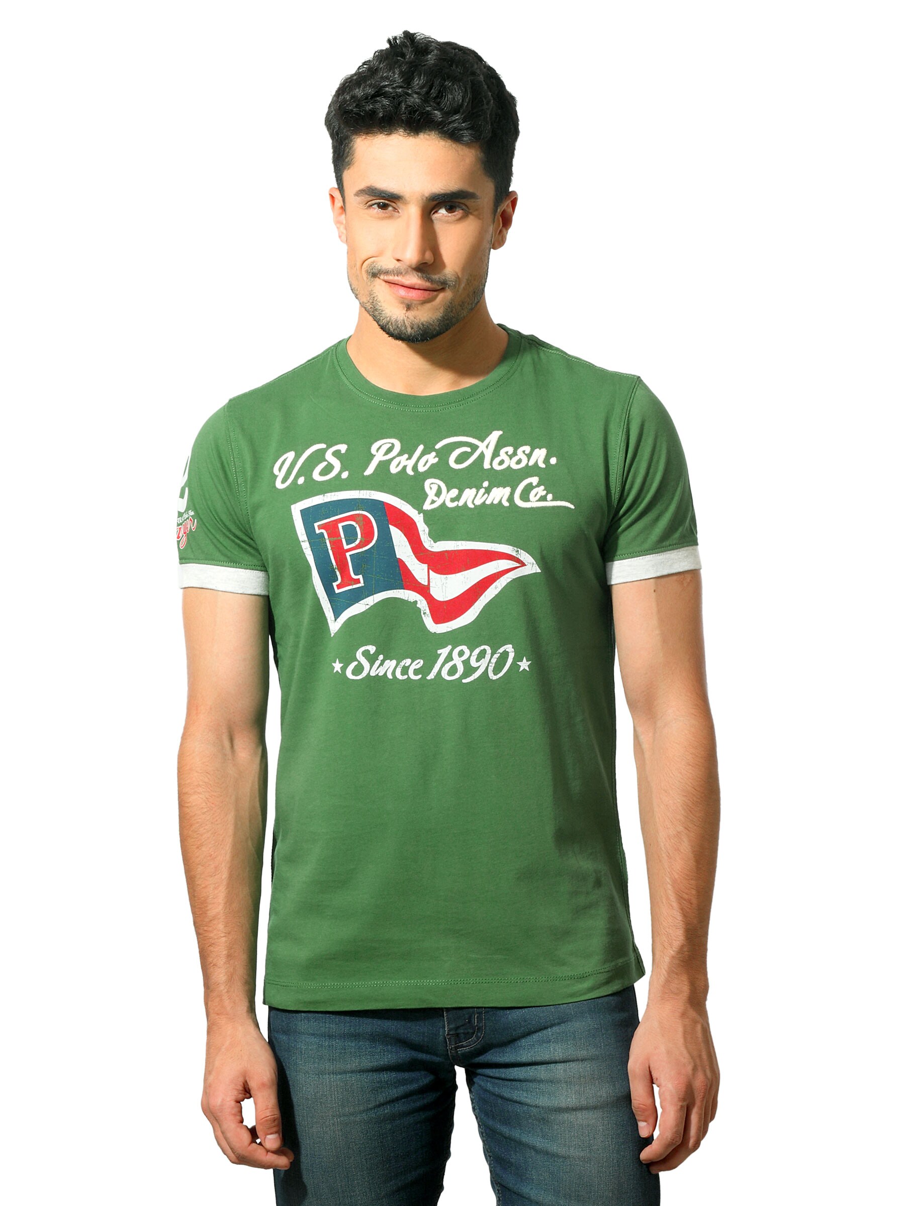 U.S. Polo Assn. Denim Co. Men Printed Green T-Shirt