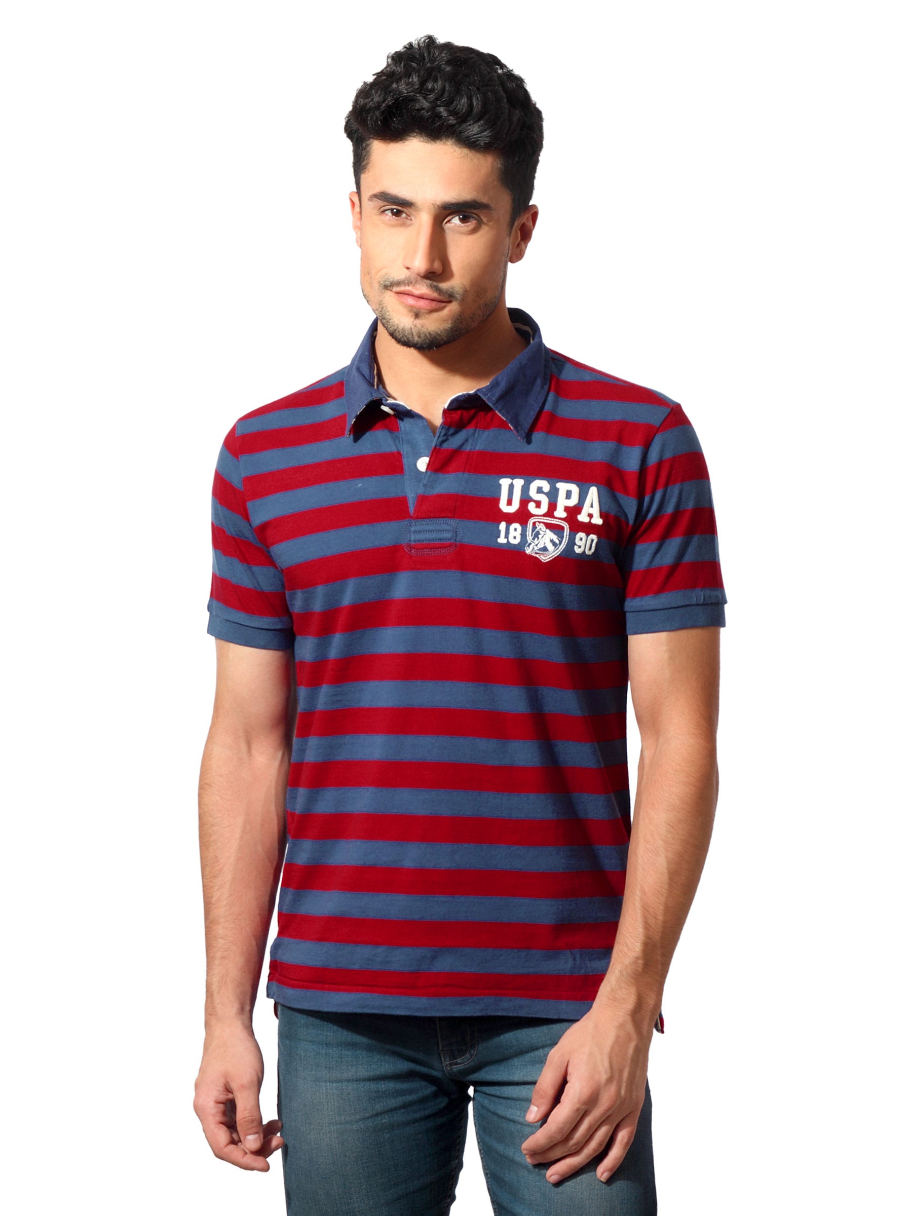 U.S. Polo Assn. Denim Co. Men Striped Red T-Shirt