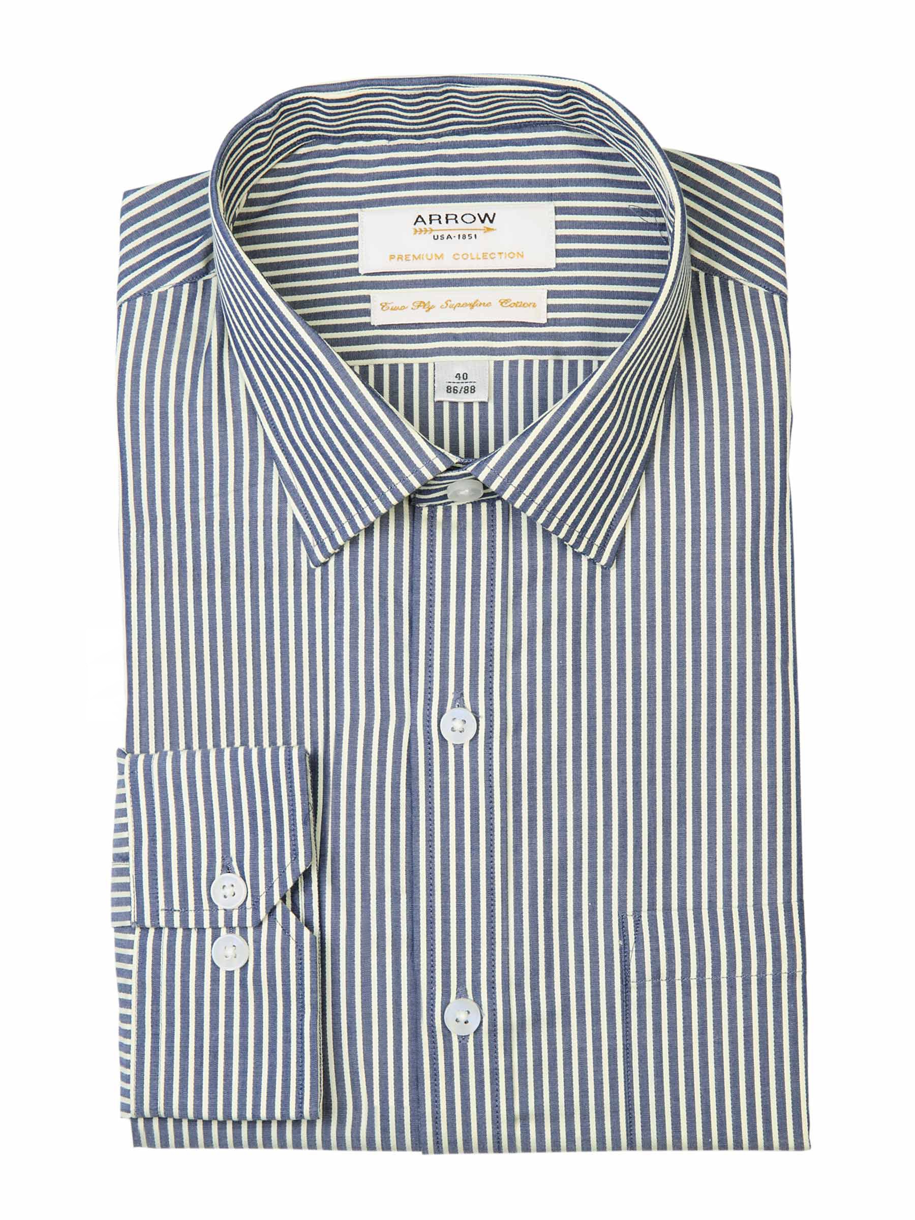 Arrow Men Blue Striped Shirt