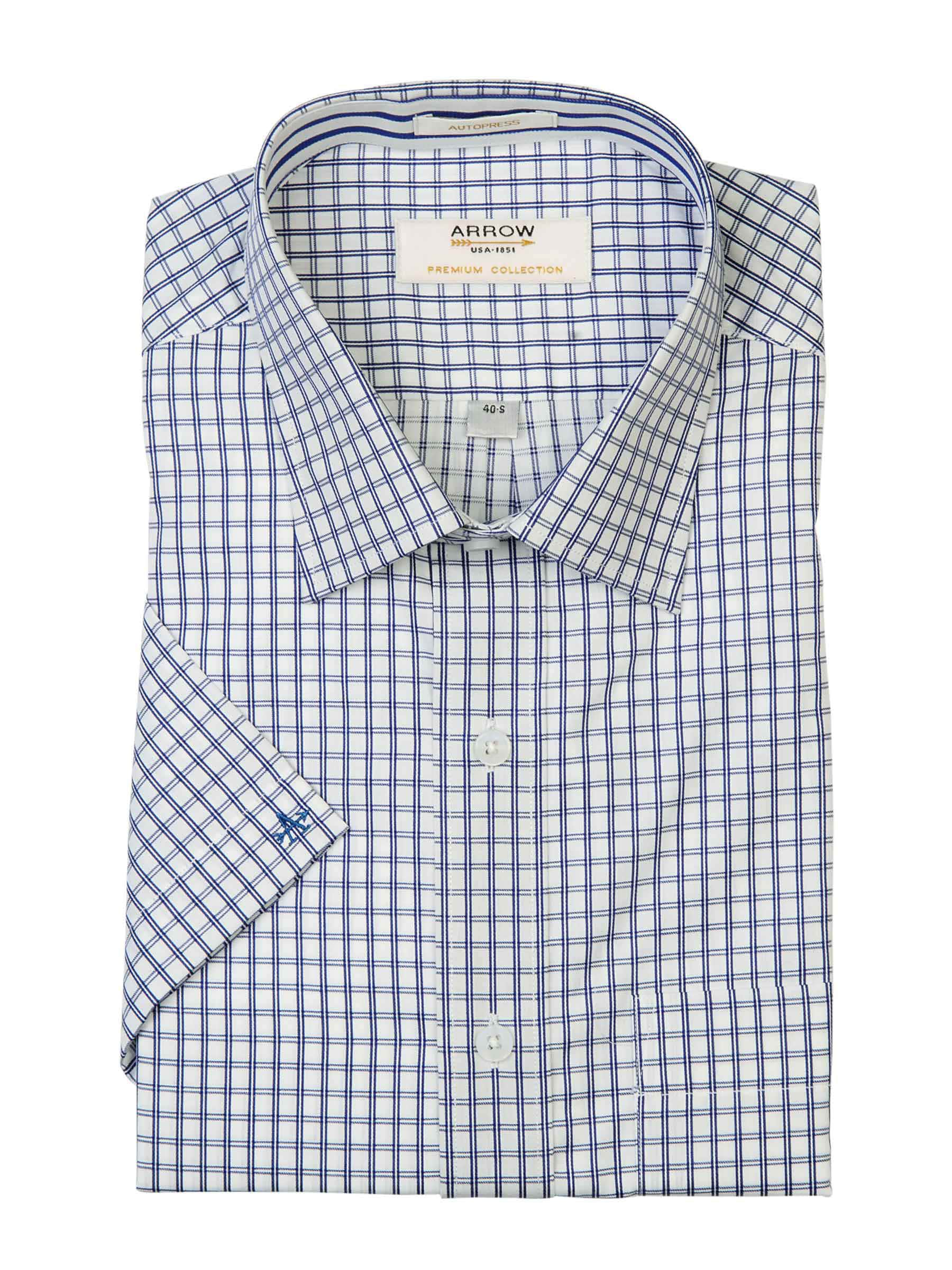 Arrow Men Navy Blue Check Shirt