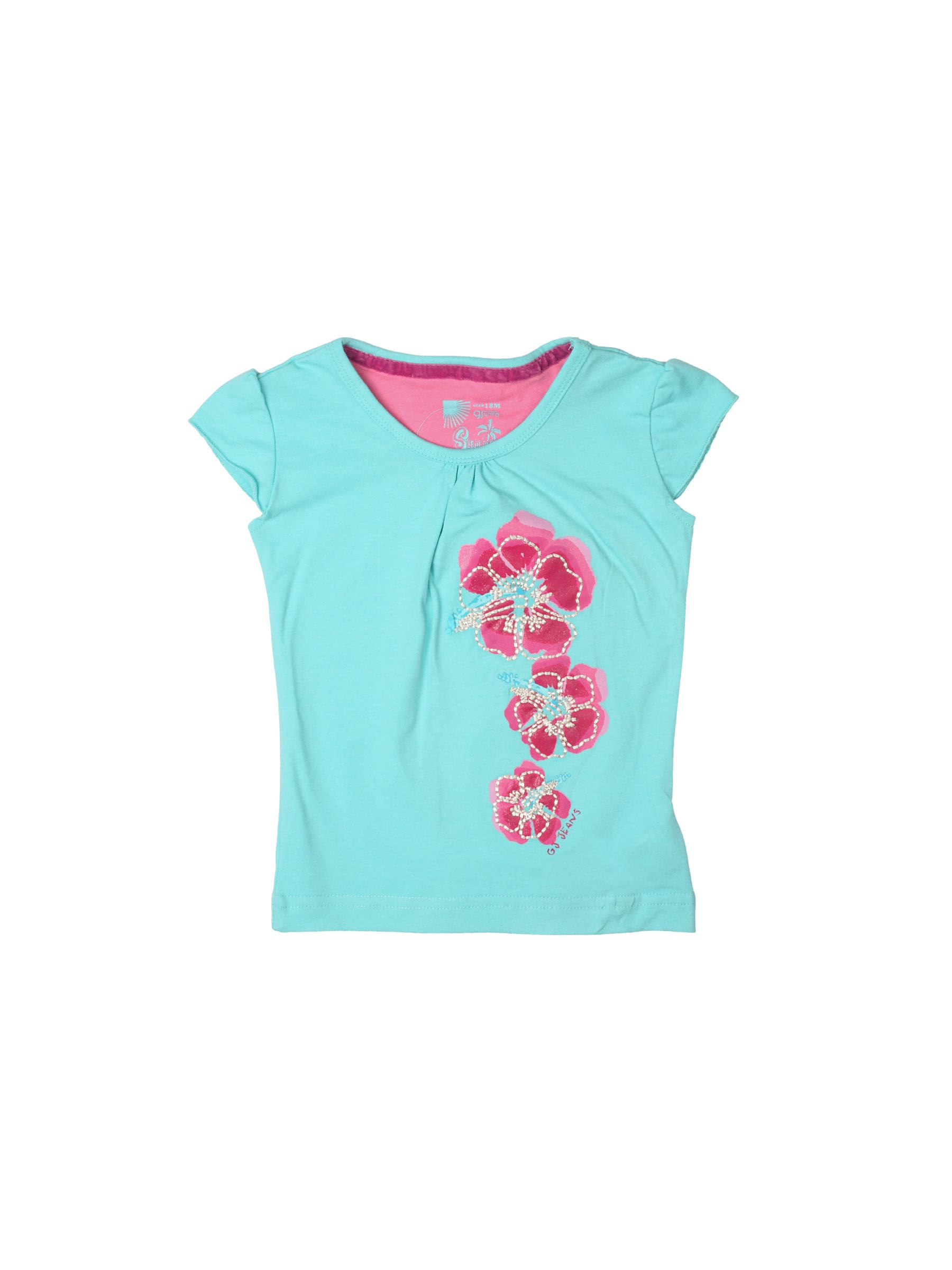 Gini and Jony Girls Printed Blue T-shirt