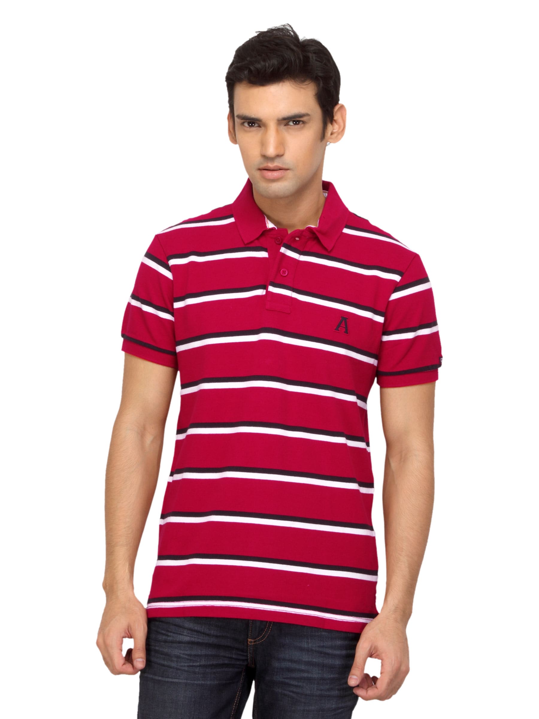 Arrow Sport Men Striped Red Polo T-shirt