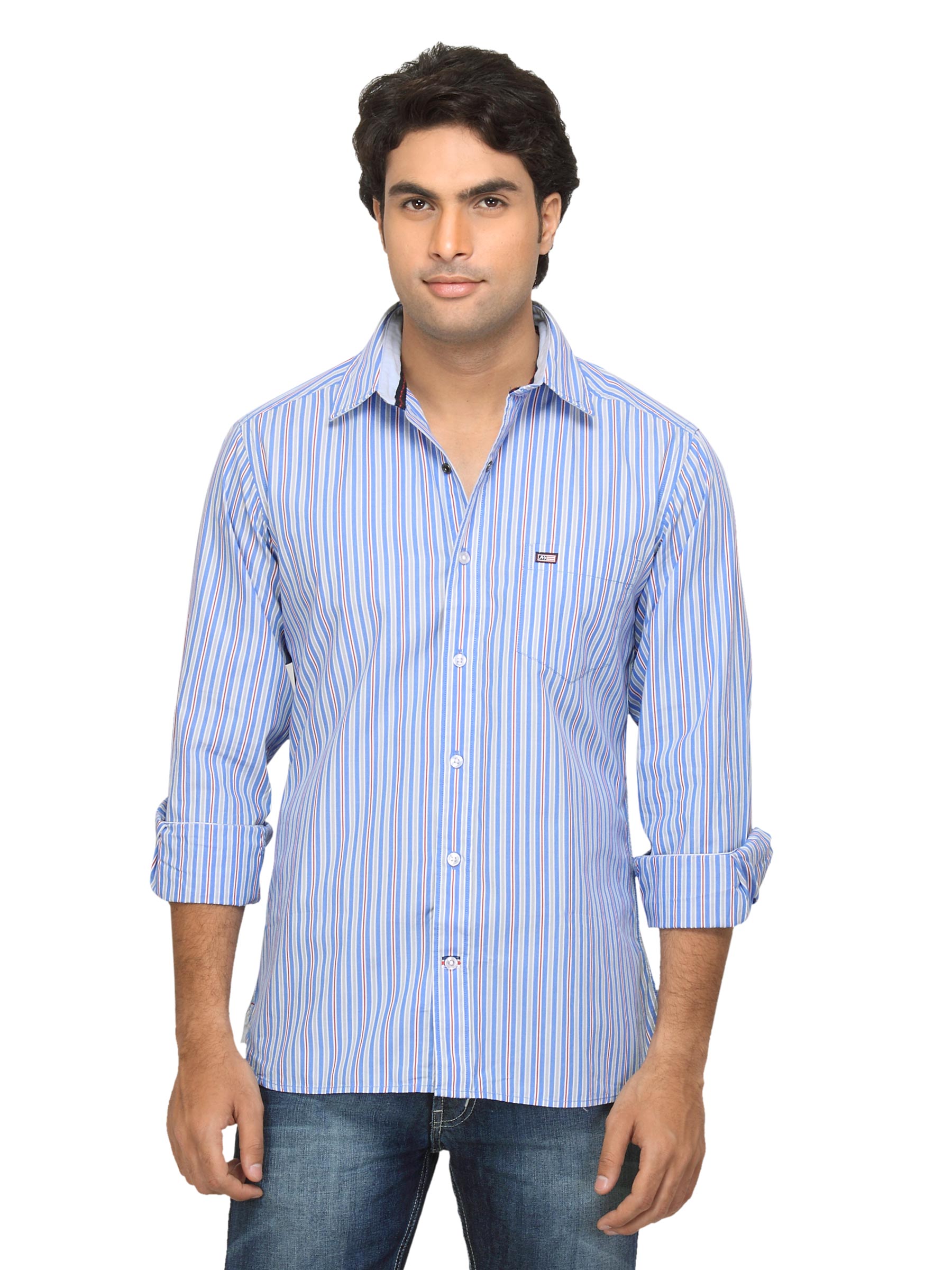 Arrow Sport Men Blue Striped Slim Fit Shirt