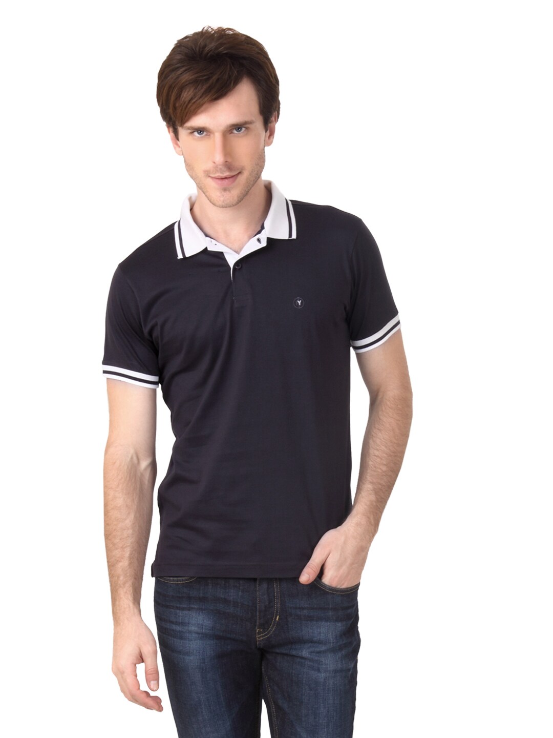 Arrow New York Men Navy Blue Polo T-shirt