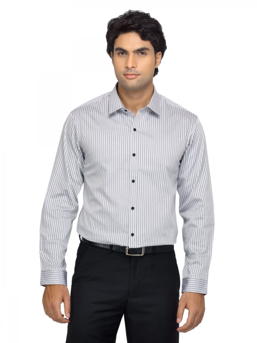 Arrow New York Men Grey Striped Slim Fit Shirt