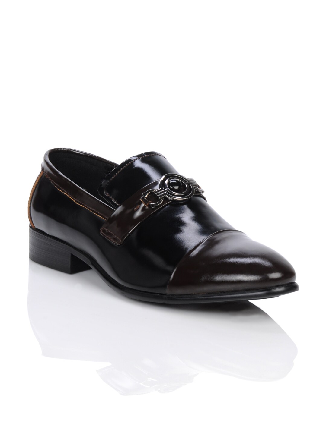 Homme Men Black & Brown Semi Formal Shoes