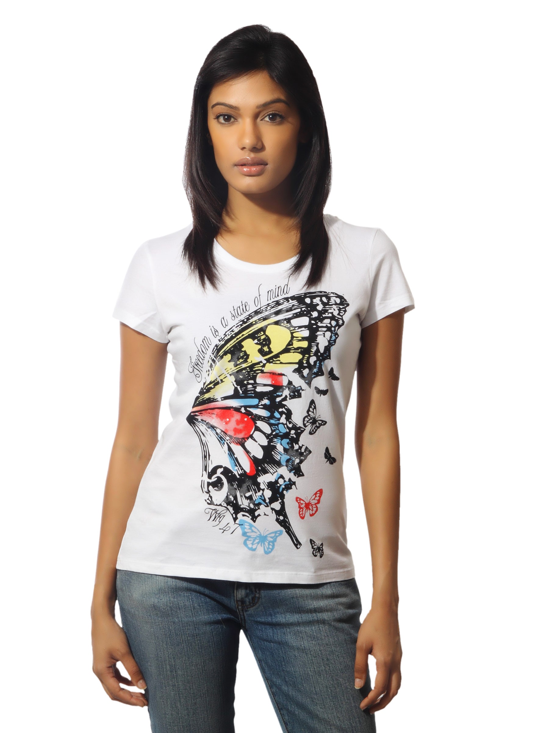Wrangler Women Butterfly White T-shirt