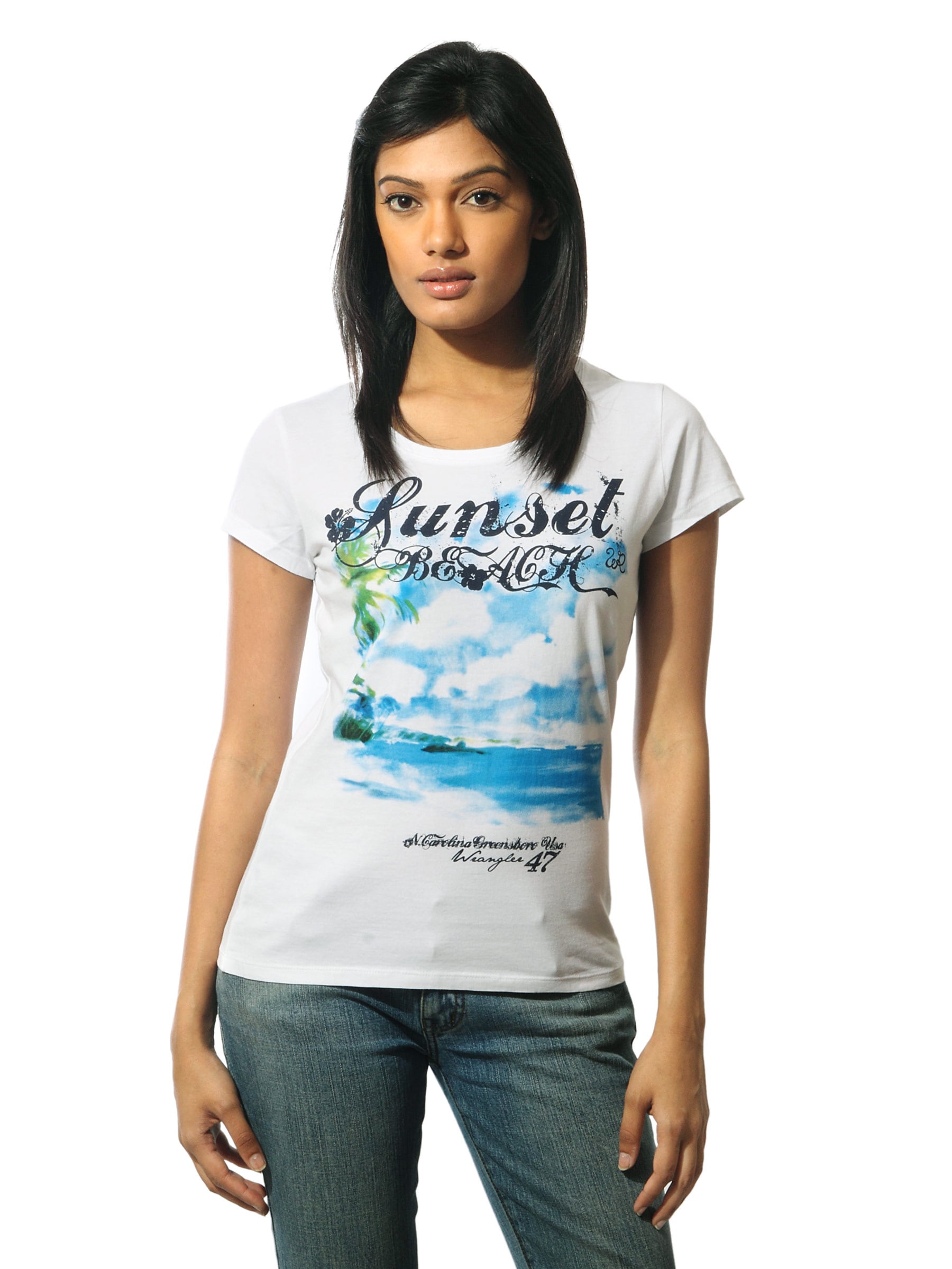 Wrangler Women Sunset Beach White T-shirt