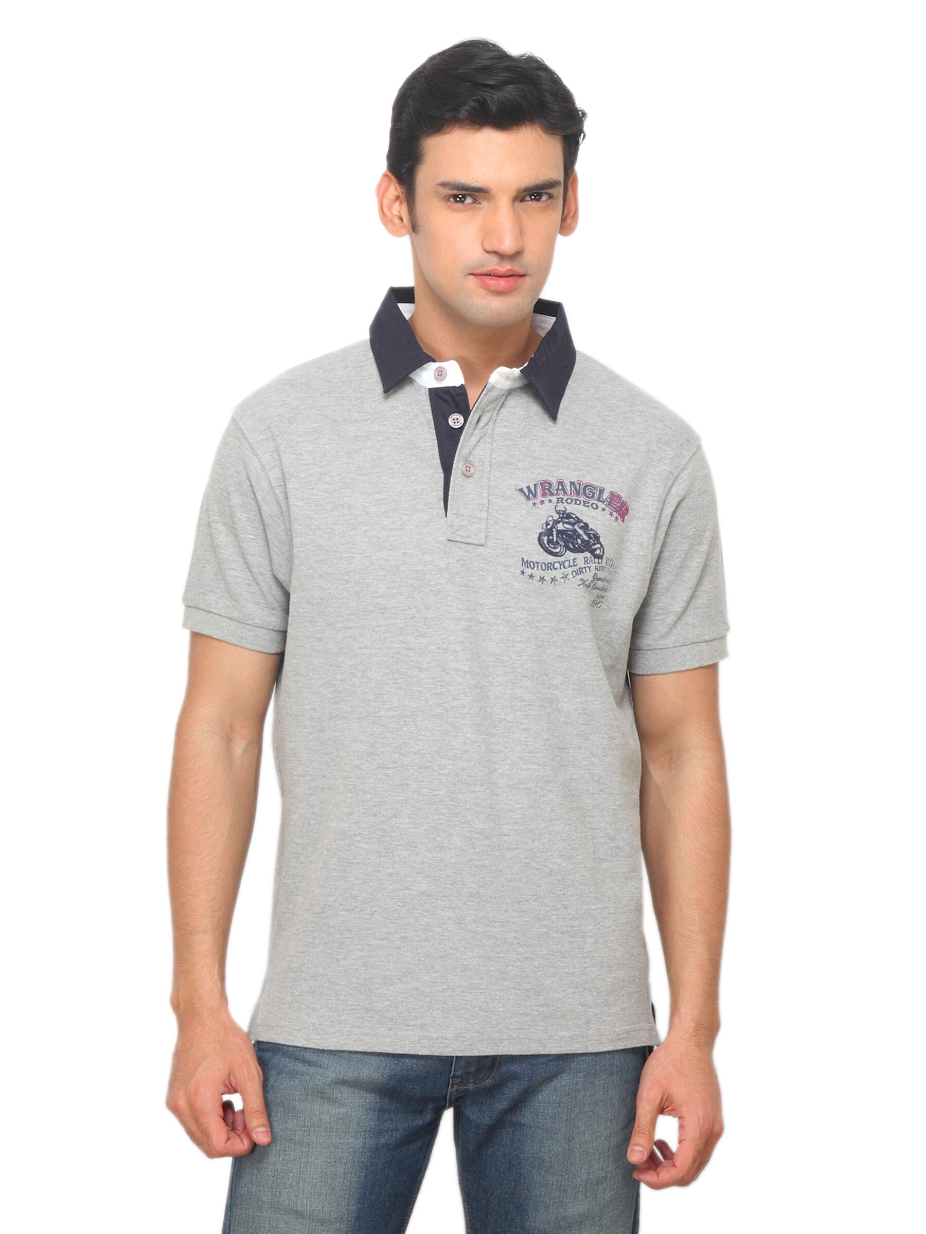 Wrangler Men Grey Polo T-shirt