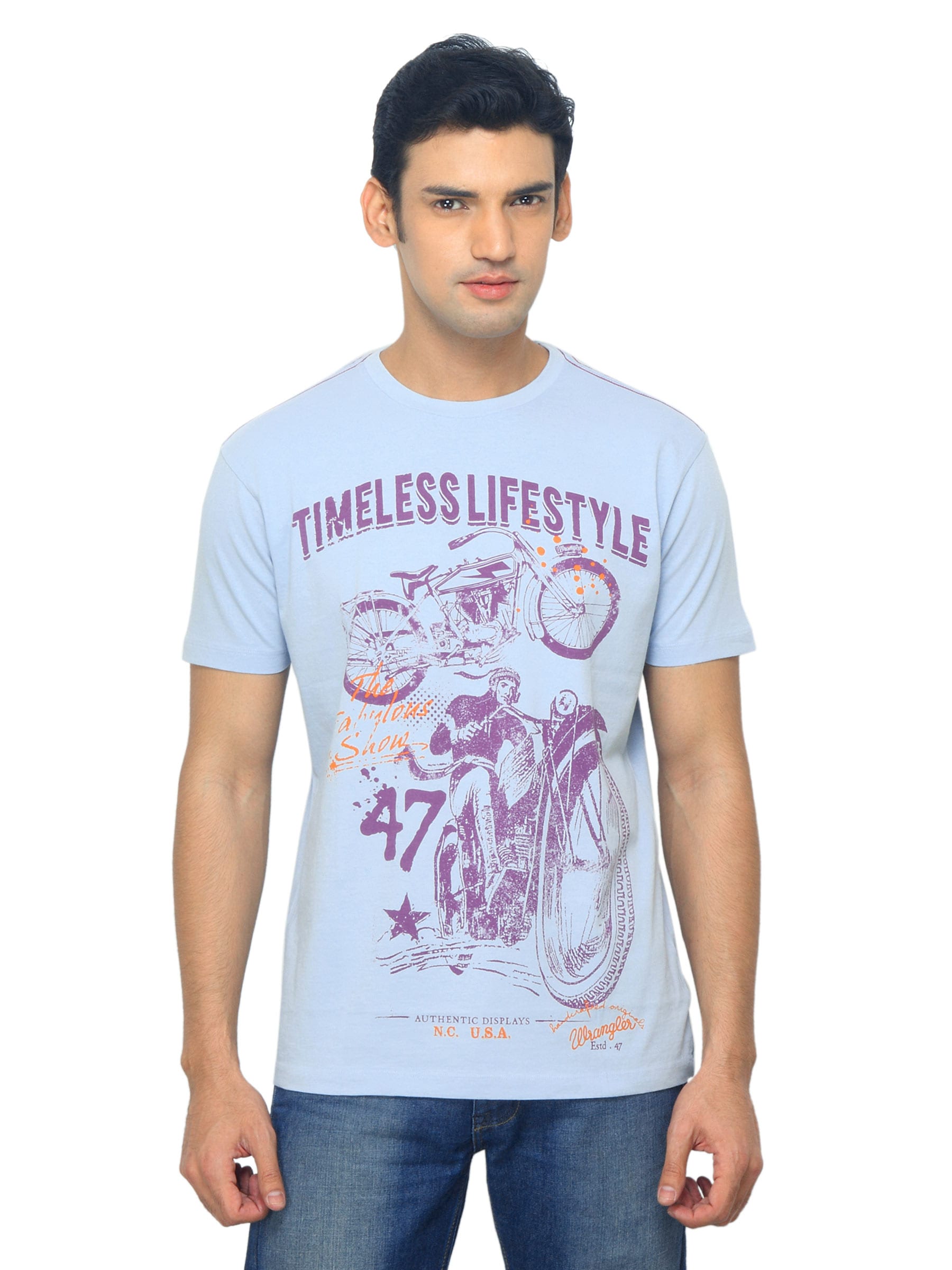 Wrangler Men Timeless Lifestyle Blue T-shirt