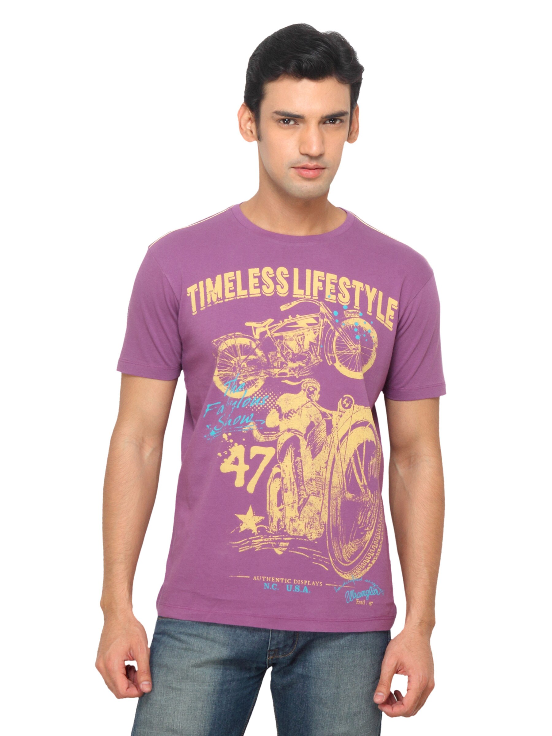 Wrangler Men Timeless Lifestyle Purple T-shirt