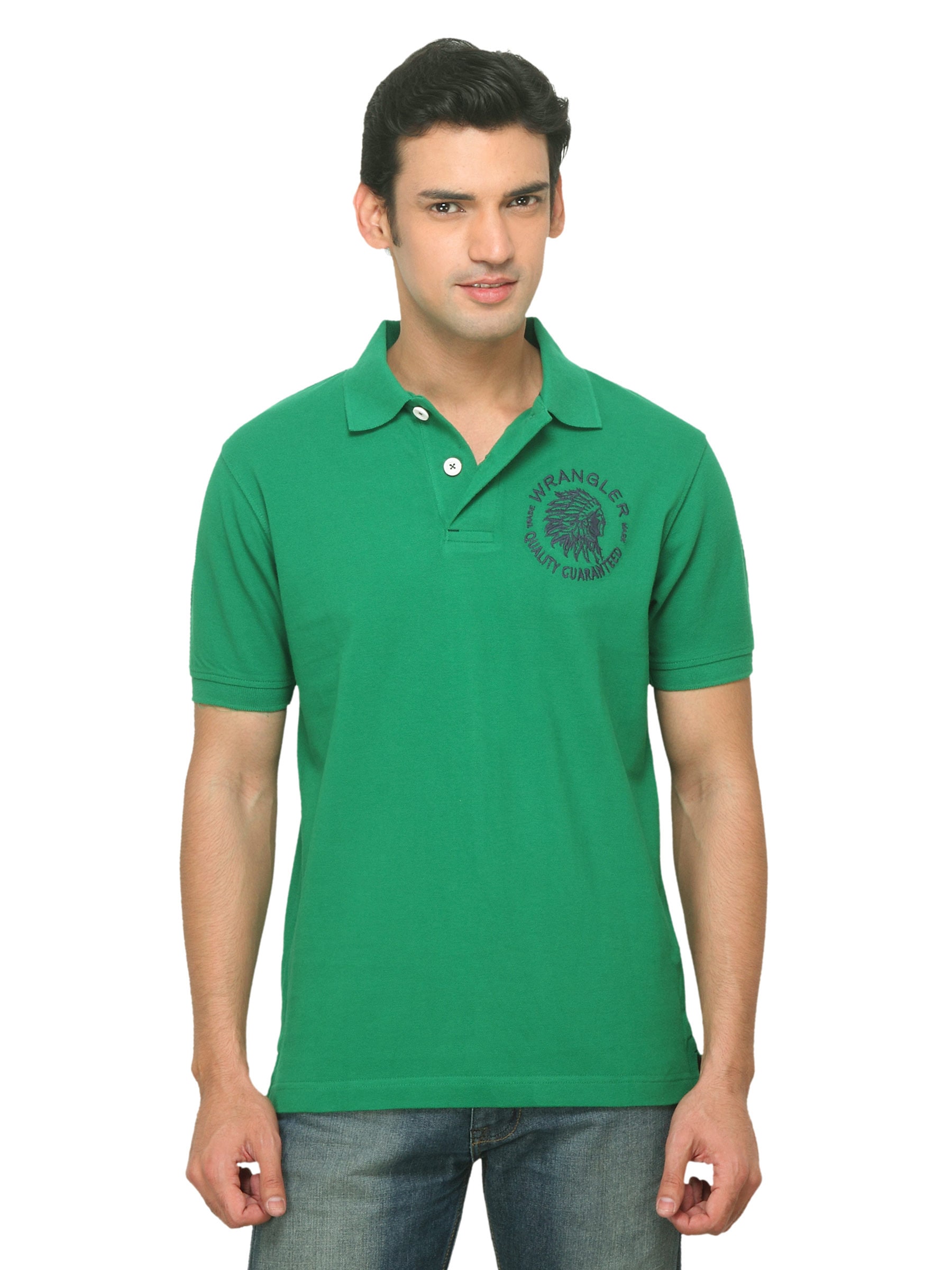 Wrangler Men Urban Folk Polo Green T-shirt