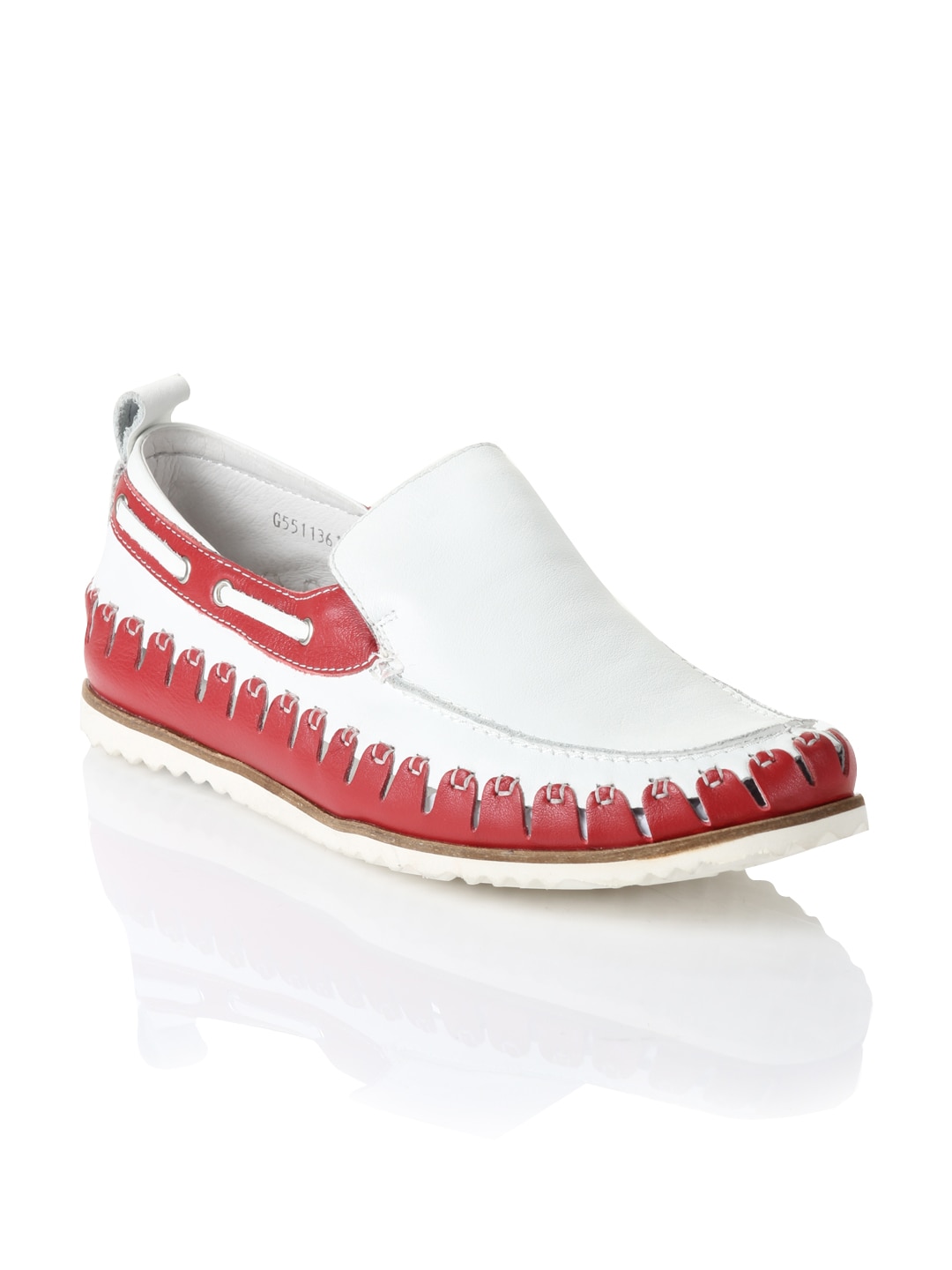 Cobblerz Men White & Red Casual Shoes
