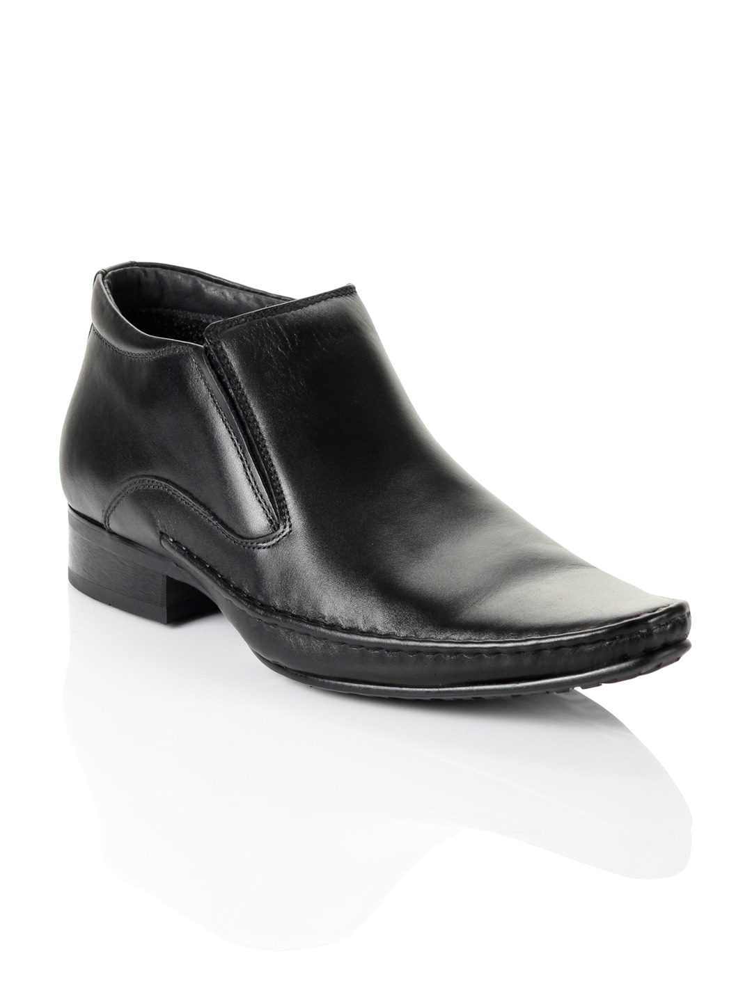 Cobblerz Men Black Leather Semi-Formal Shoes