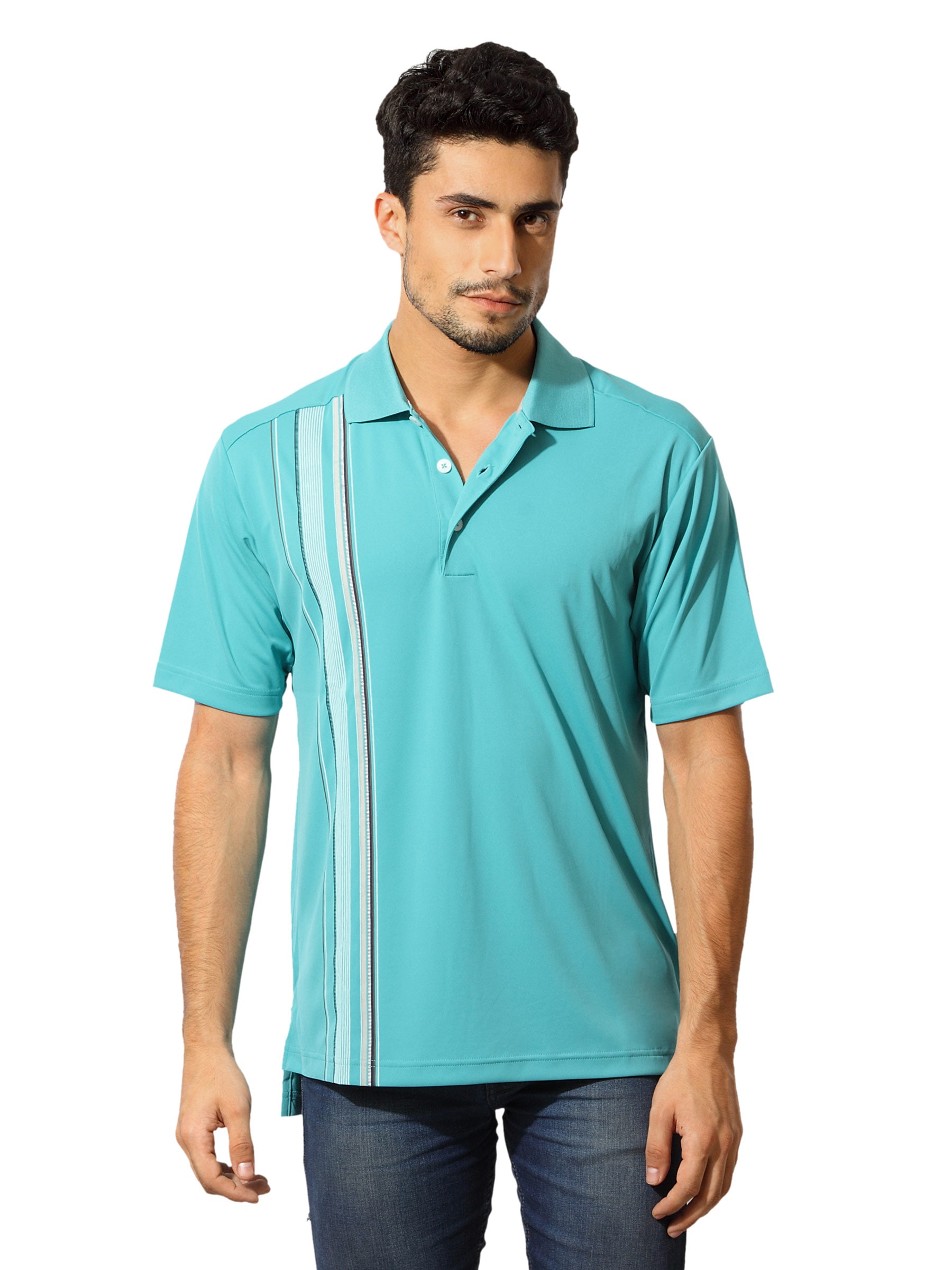 ADIDAS Men Polo Turquoise Blue T-Shirt