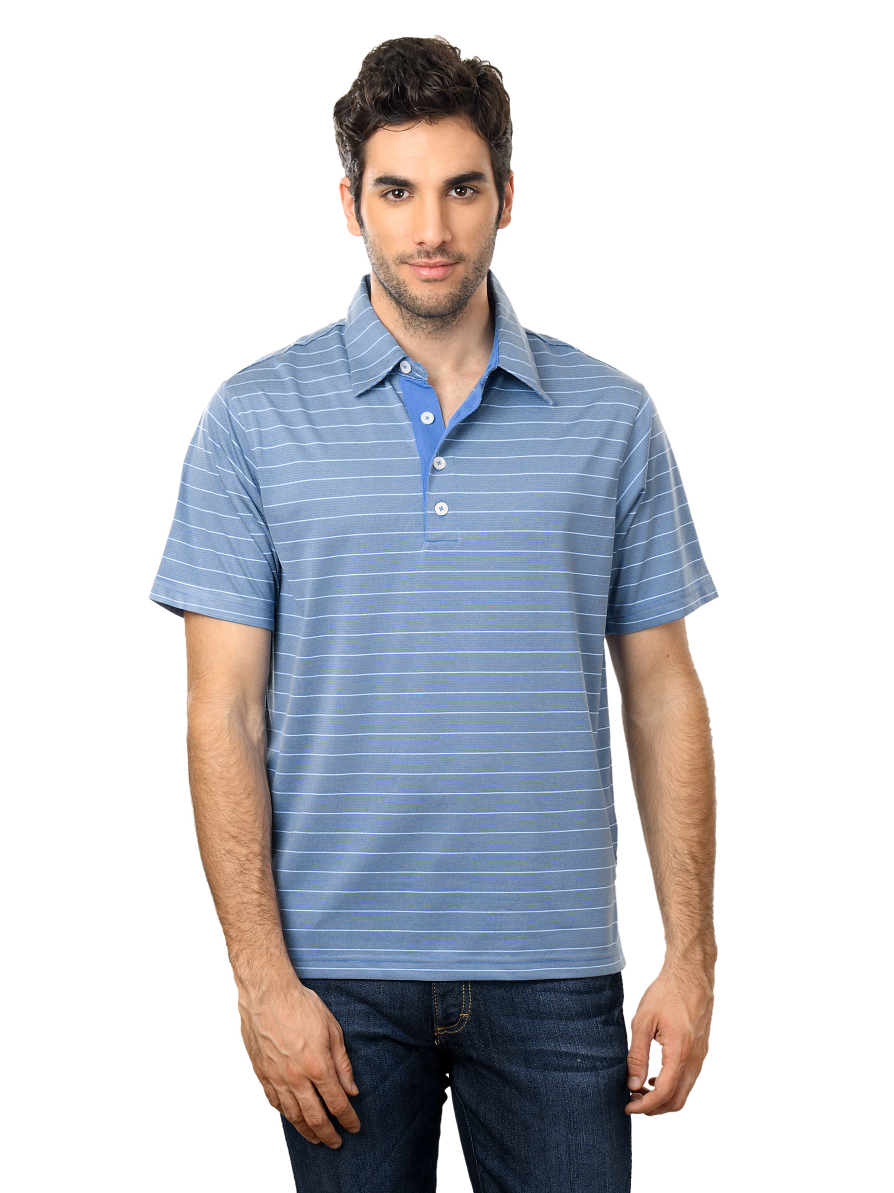 ADIDAS Men Blue Polo T-shirt