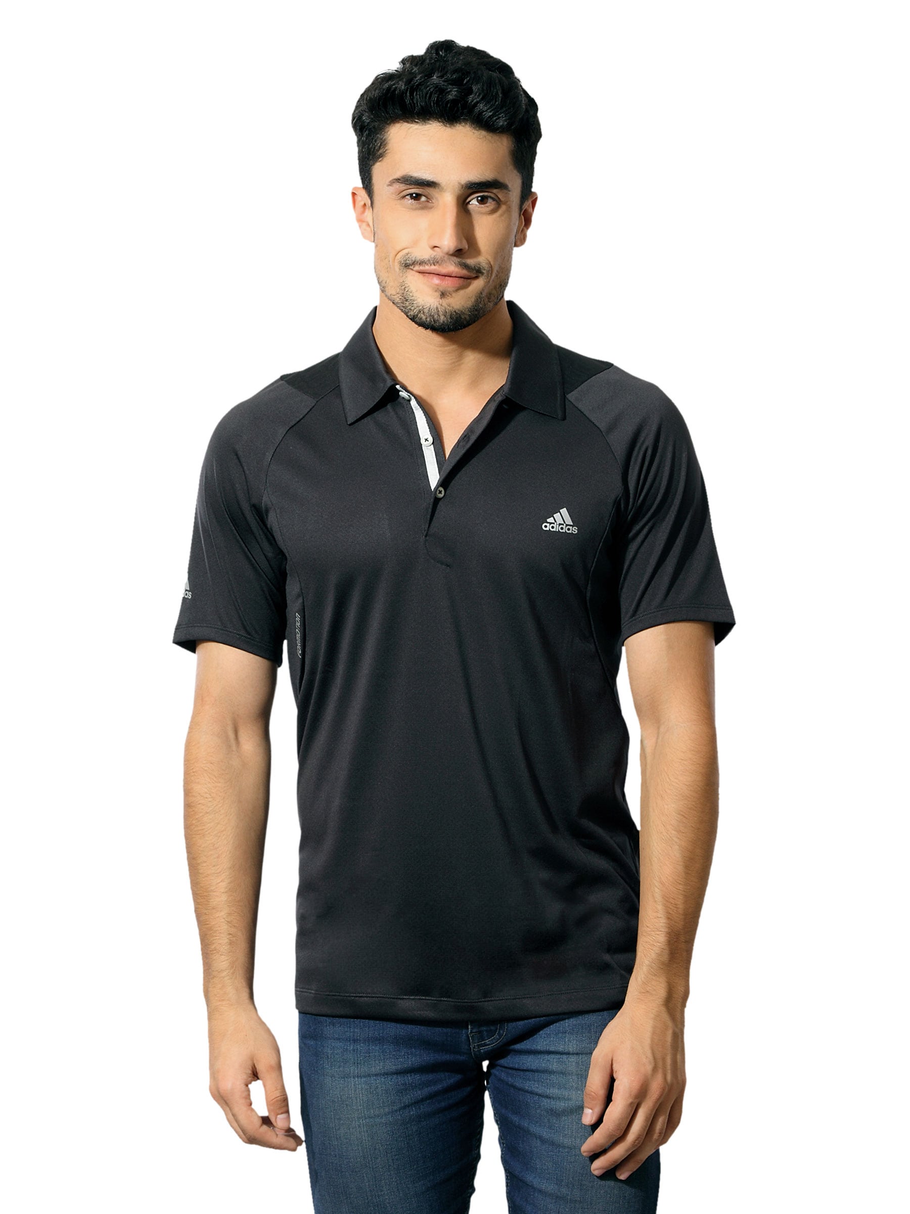 ADIDAS Men Vesta Black Polo T-Shirt