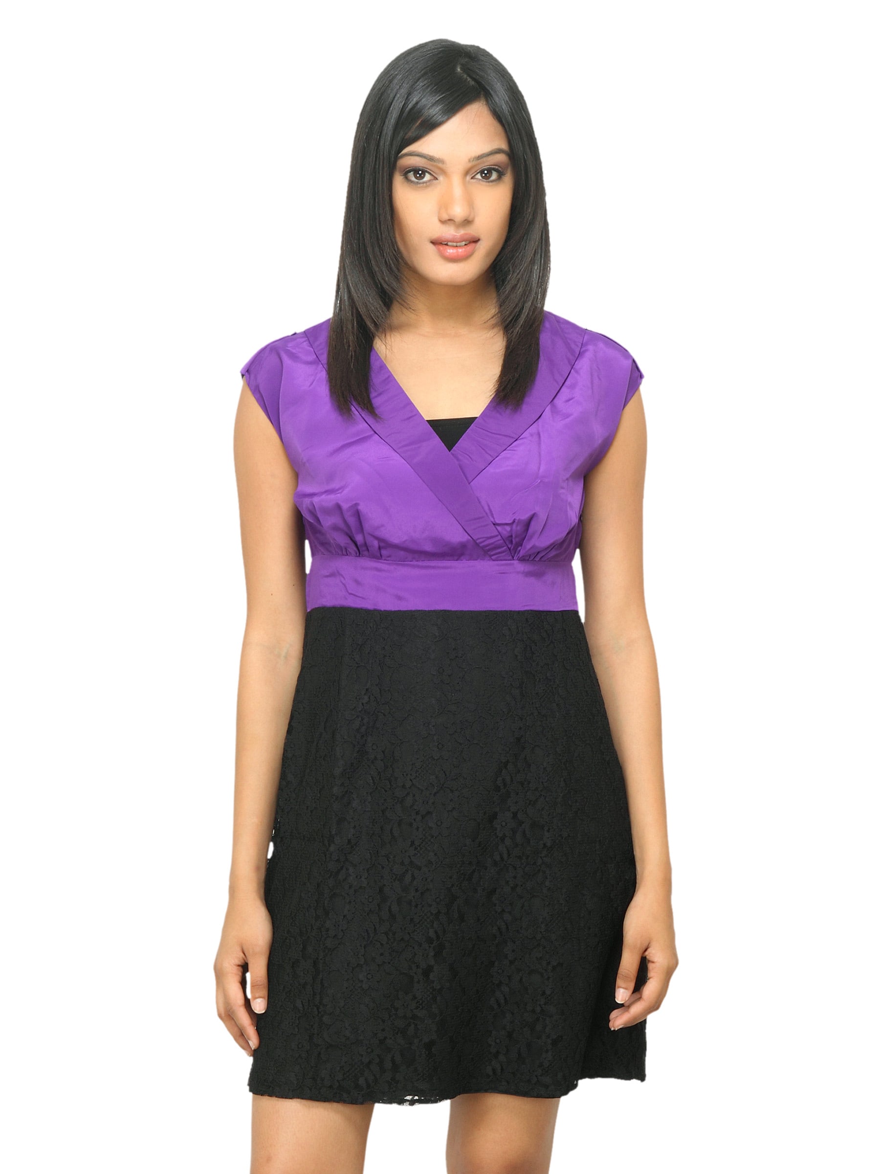 Femella Women Purple & Black Dress