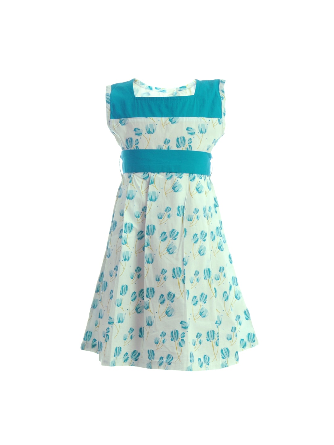 Gini and Jony Girls Printed Teal Dress