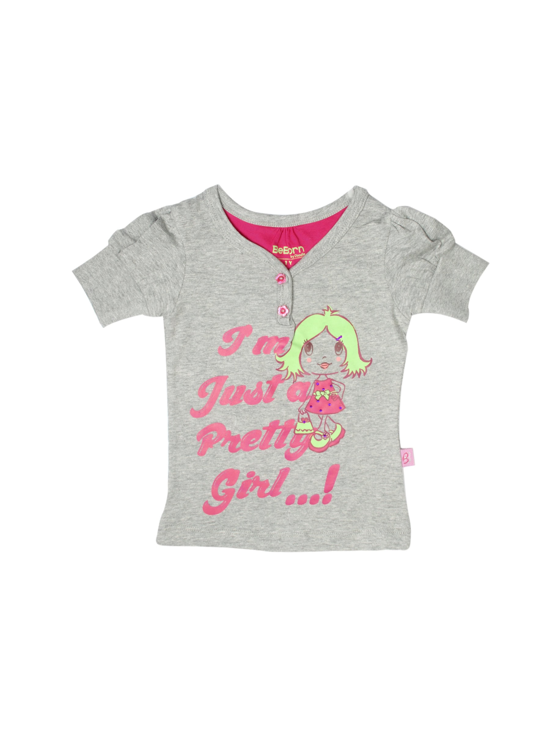 Doodle Girls Printed Grey Top